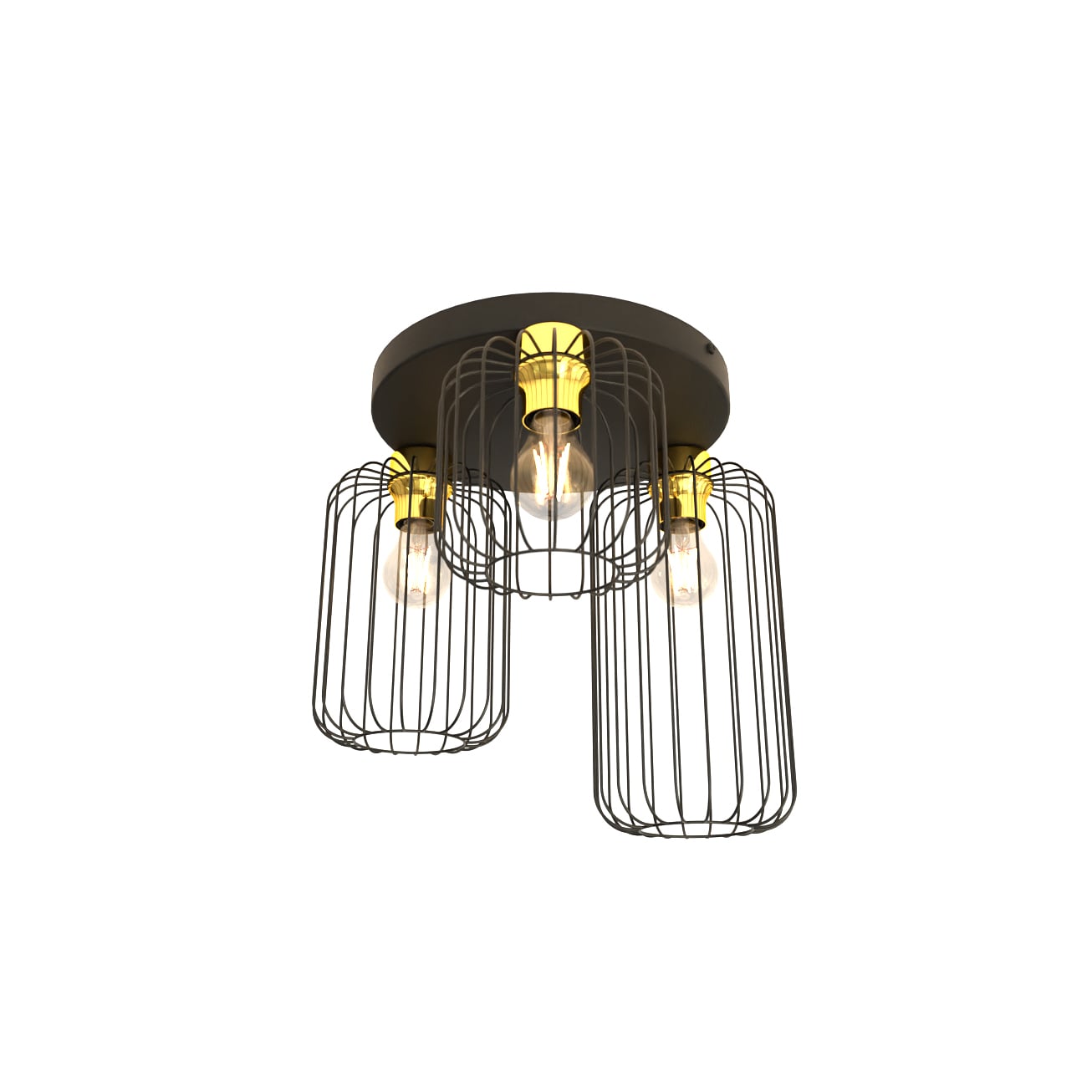 Emibig Barn lampă de tavan 3x15 W negru-auriu 1366/3PREM