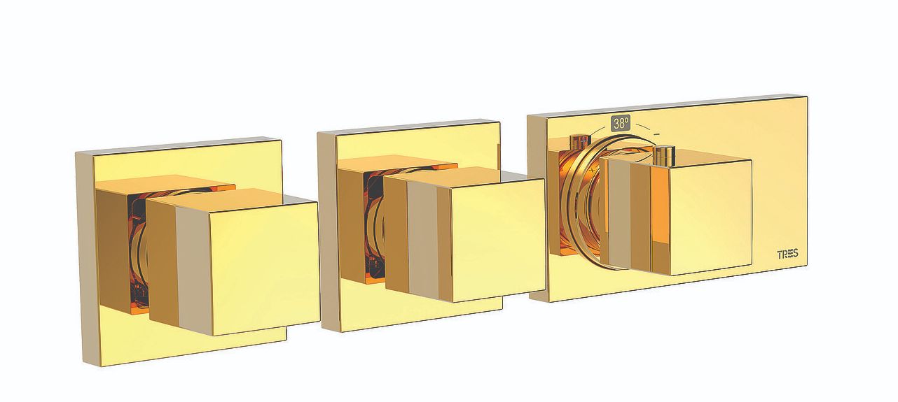 Tres Block System baterie cadă-duș ascuns da auriu 20725499OR