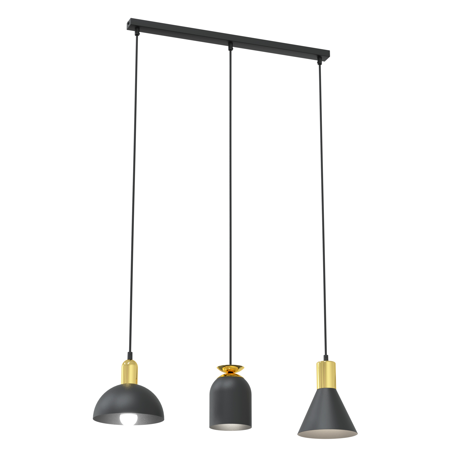 Emibig Fox lampă suspendată 3x10 W negru-auriu 1402/3