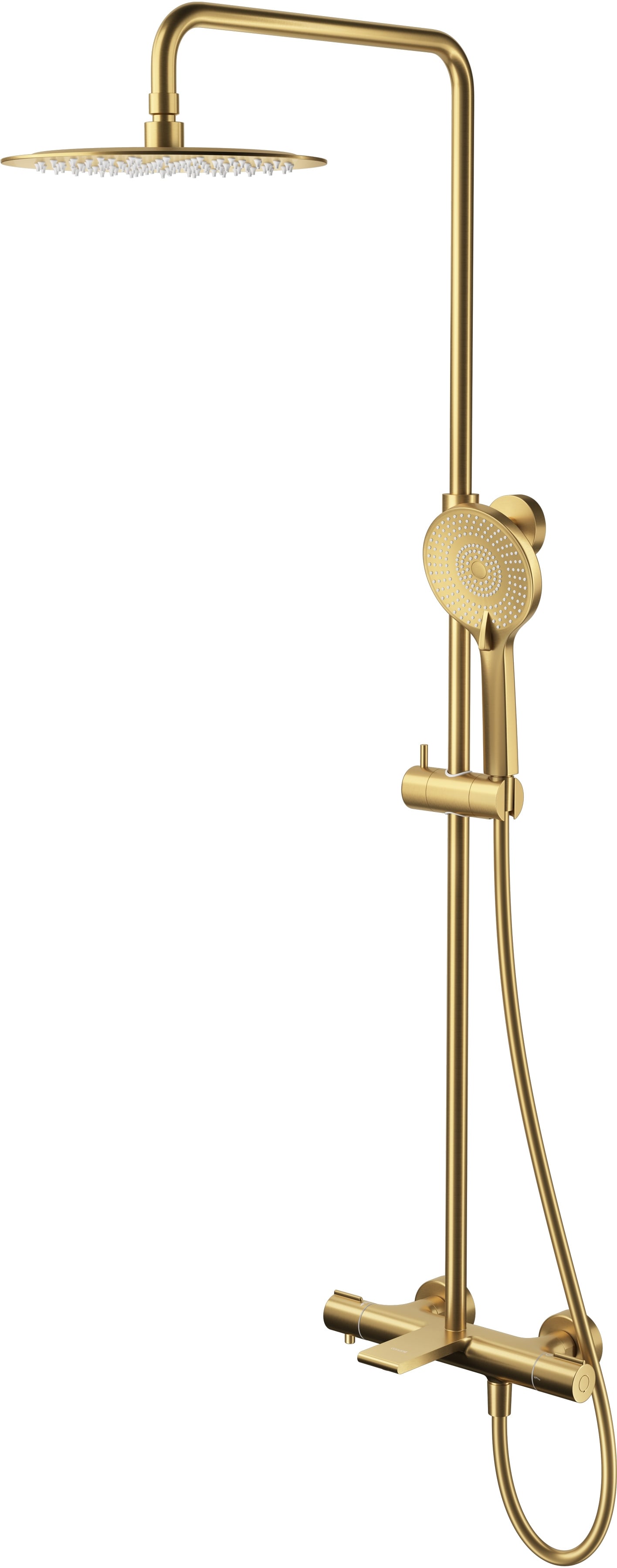 Cersanit Virgo set cadă și duș perete cu termostat cu duș de ploaie auriu S951-864