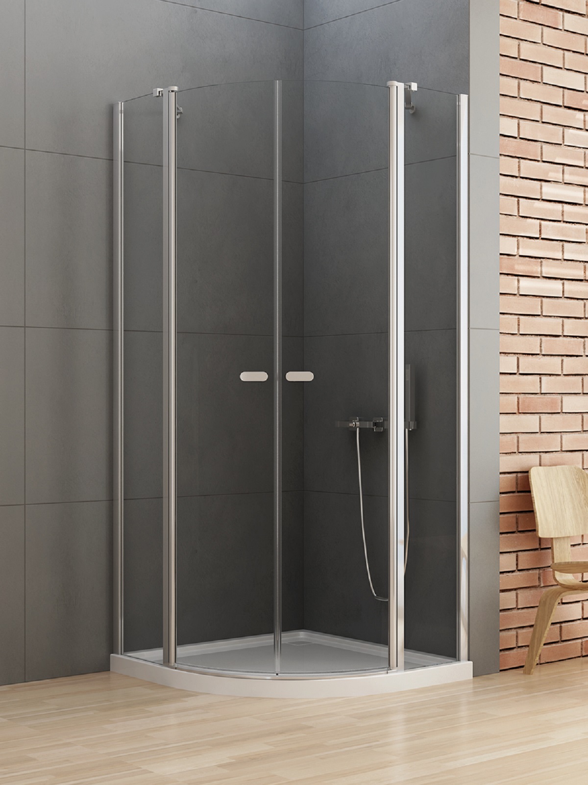 New Trendy New Soleo cabină de duș 100x100 cm semicircular crom luciu/sticlă transparentă K-0420