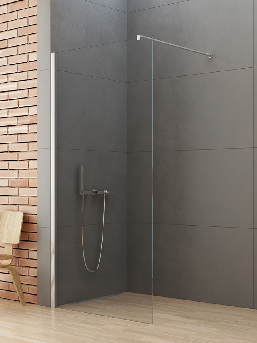 New Trendy New Soleo perete cabină de duș walk-in 90 cm crom luciu/sticla transparentă K-0459-WP