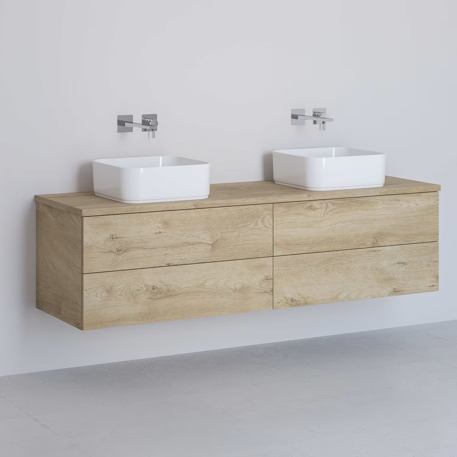 Kronenbach Cube dulap cu blat 161x48.7x44.5 cm sub chiuveta pe perete stejar KBWTKOWT1614GH