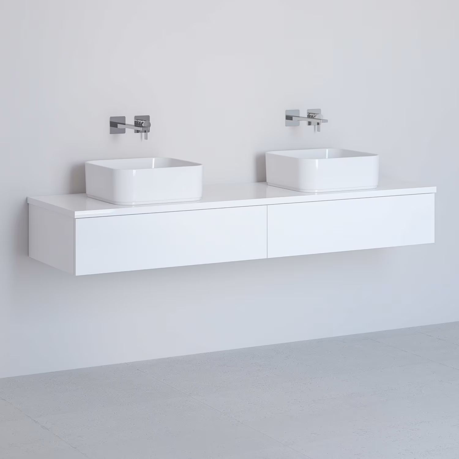 Kronenbach Cube dulap cu blat 161x48.7x23.5 cm sub chiuveta pe perete alb KBWTKOWT1612WH