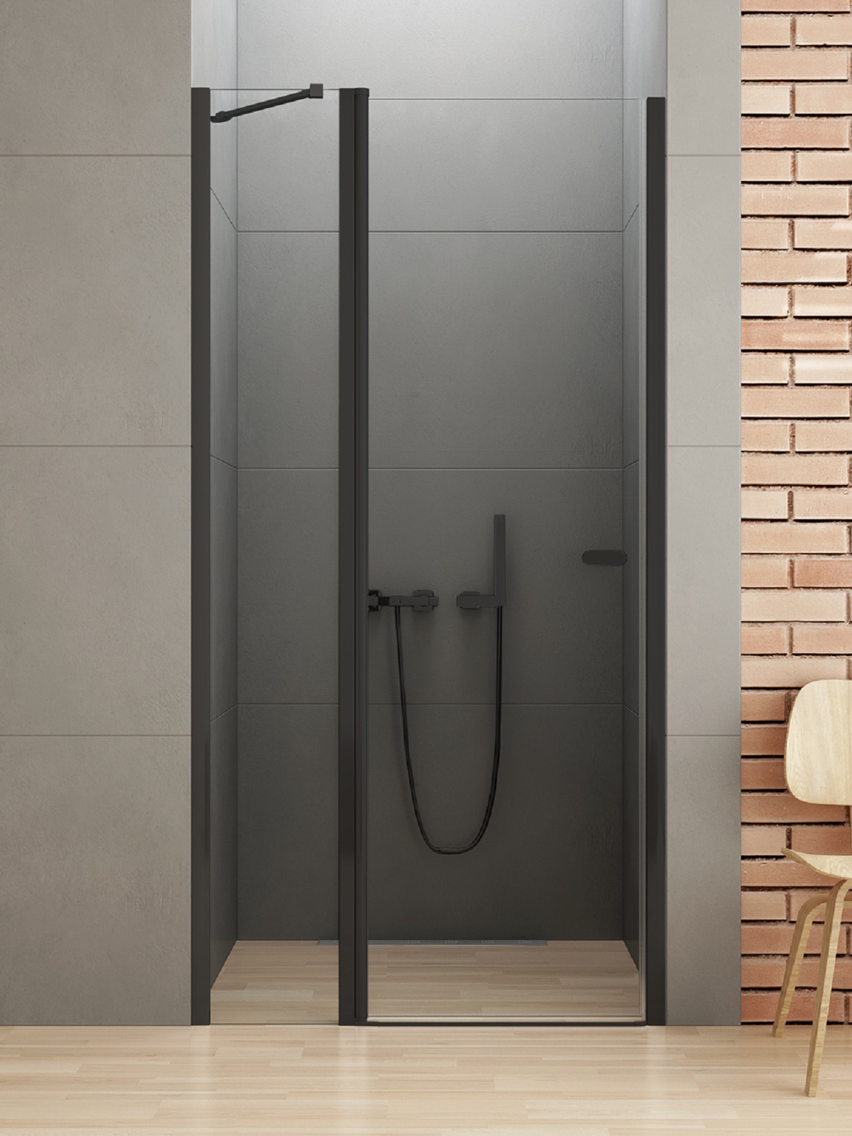 New Trendy New Soleo Black uși de duș 90 cm înclinabilă negru mat/sticlă transparentă D-0241A