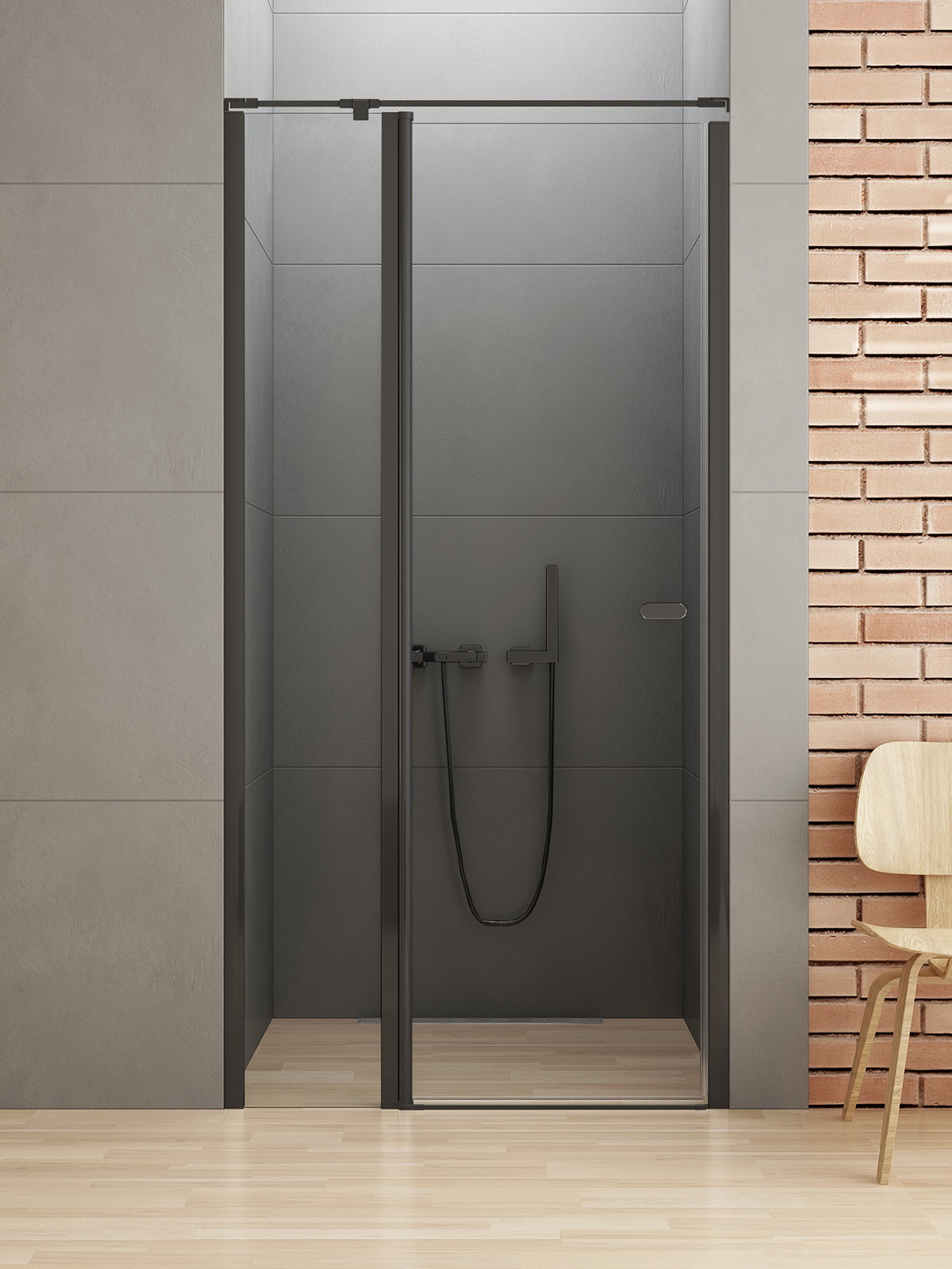 New Trendy New Soleo Black uși de duș 110 cm înclinabilă negru mat/sticlă transparentă D-0243A-WK