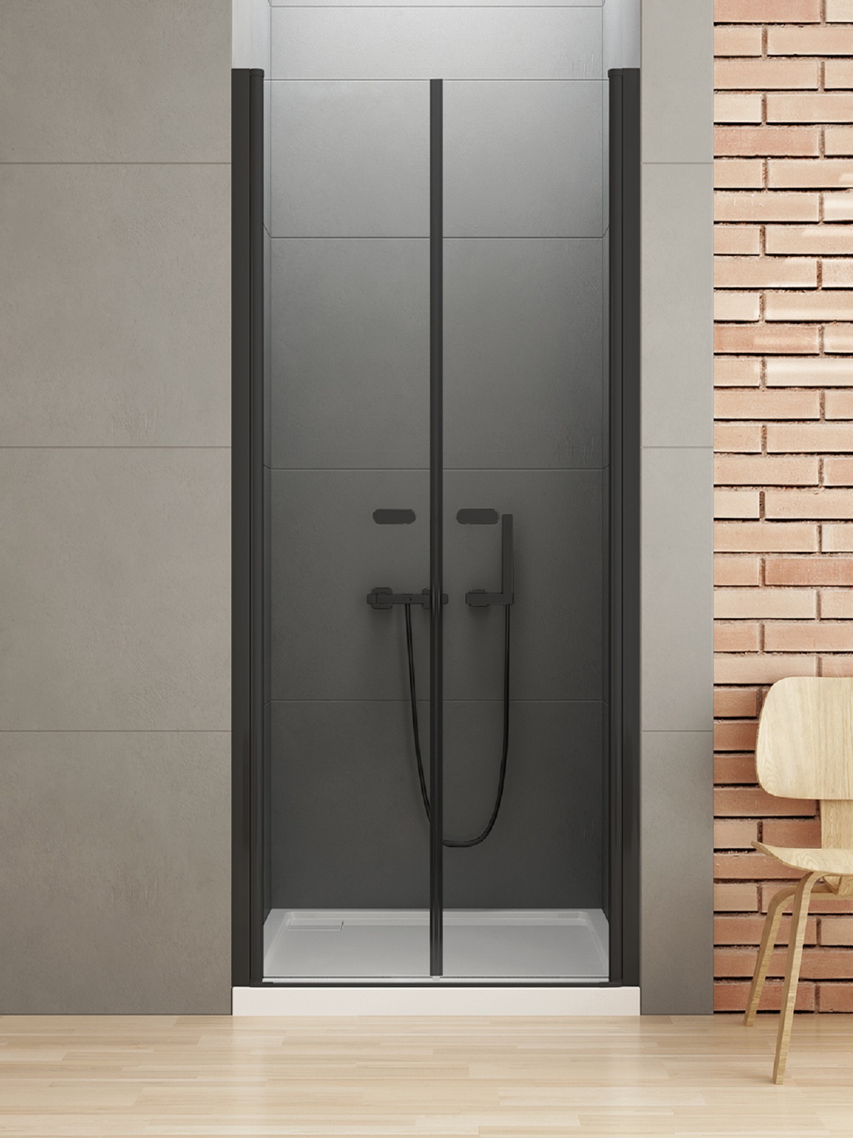 New Trendy New Soleo Black uși de duș 70 cm înclinabilă negru mat/sticlă transparentă D-0213A
