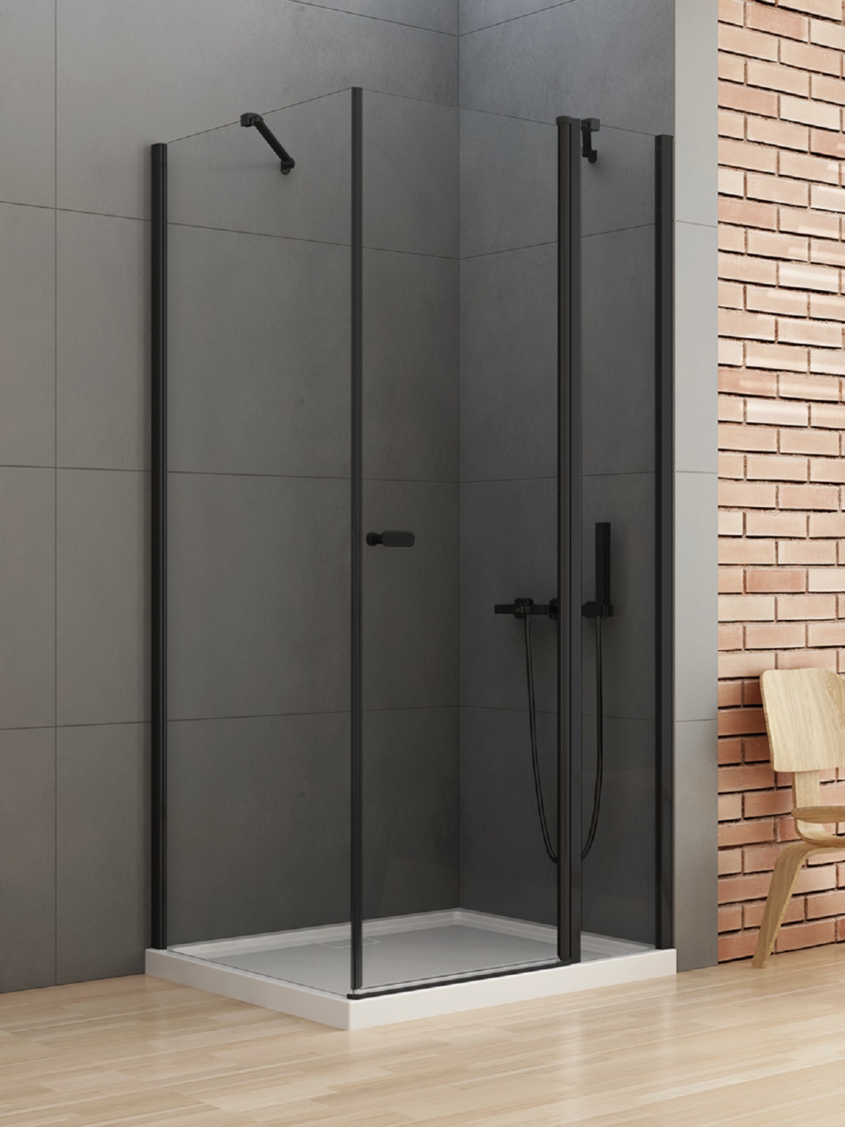 New Trendy New Soleo Black cabină de duș 110x110 cm pătrat negru mat/sticlă transparentă K-0686