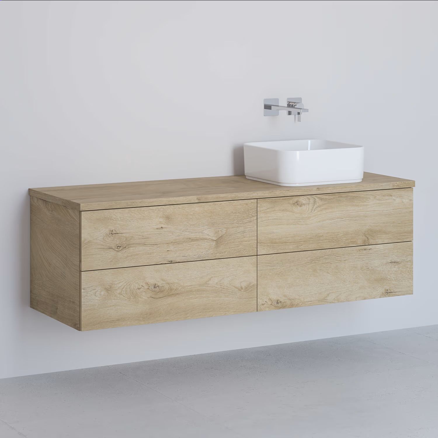 Kronenbach Cube dulap cu blat 141x48.7x44.5 cm sub chiuveta pe perete stejar KBWTKOWTL1414GH