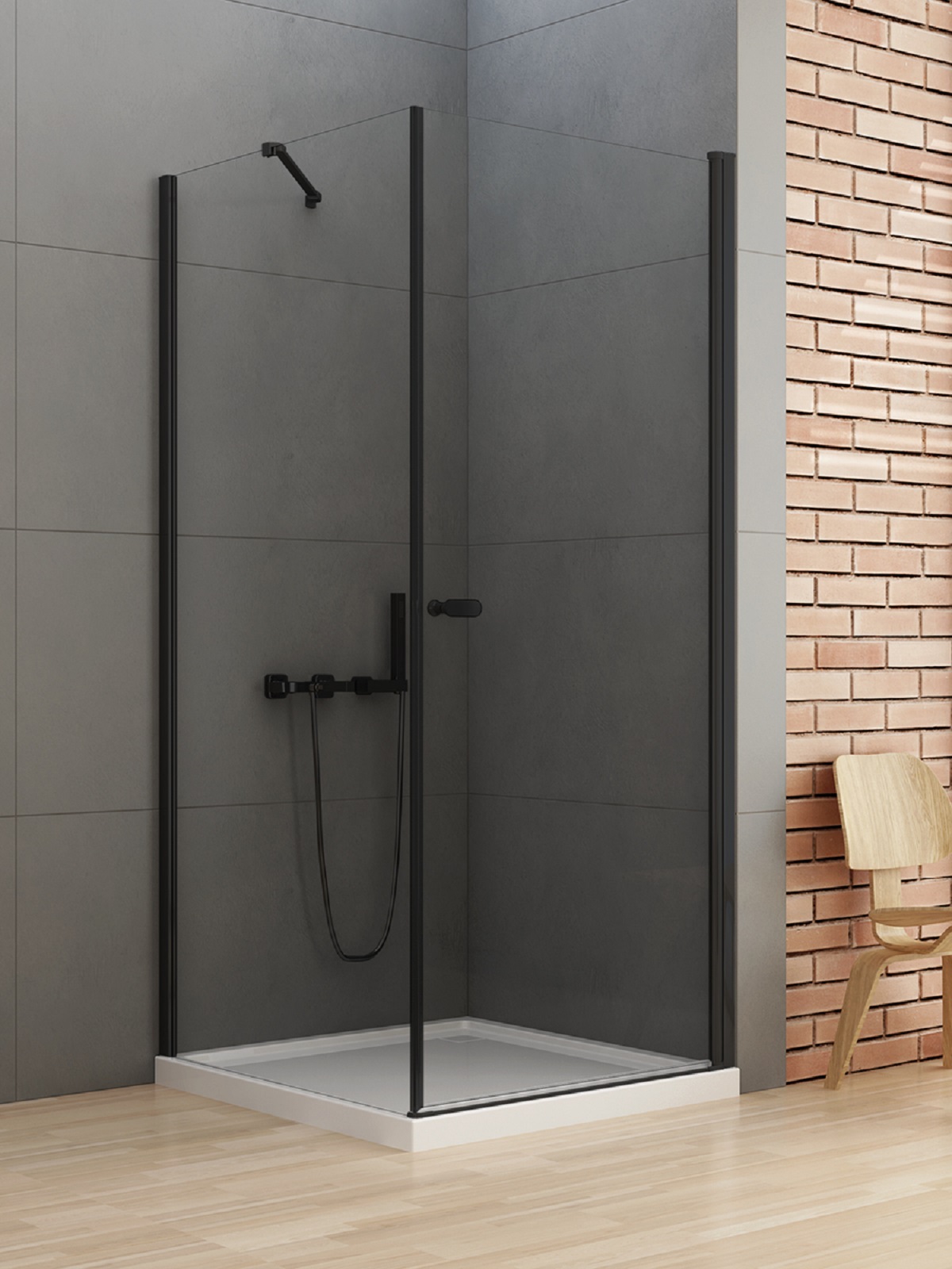 New Trendy New Soleo Black cabină de duș 80x70 cm dreptunghiular negru mat/sticlă transparentă D-0230A/D-0113B