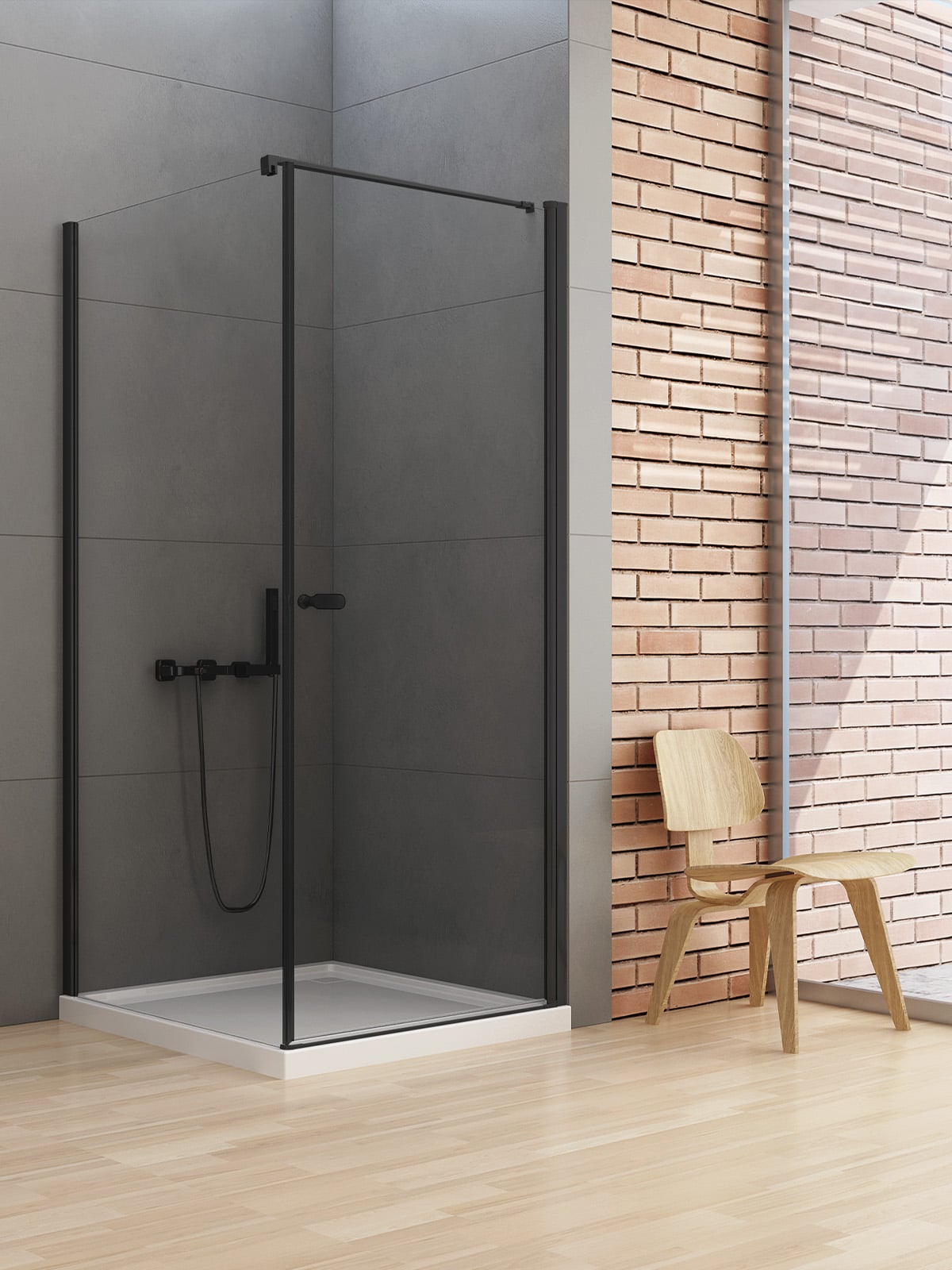 New Trendy New Soleo Black cabină de duș 90x80 cm dreptunghiular negru mat/sticlă transparentă D-0230A/D-0115B-WP