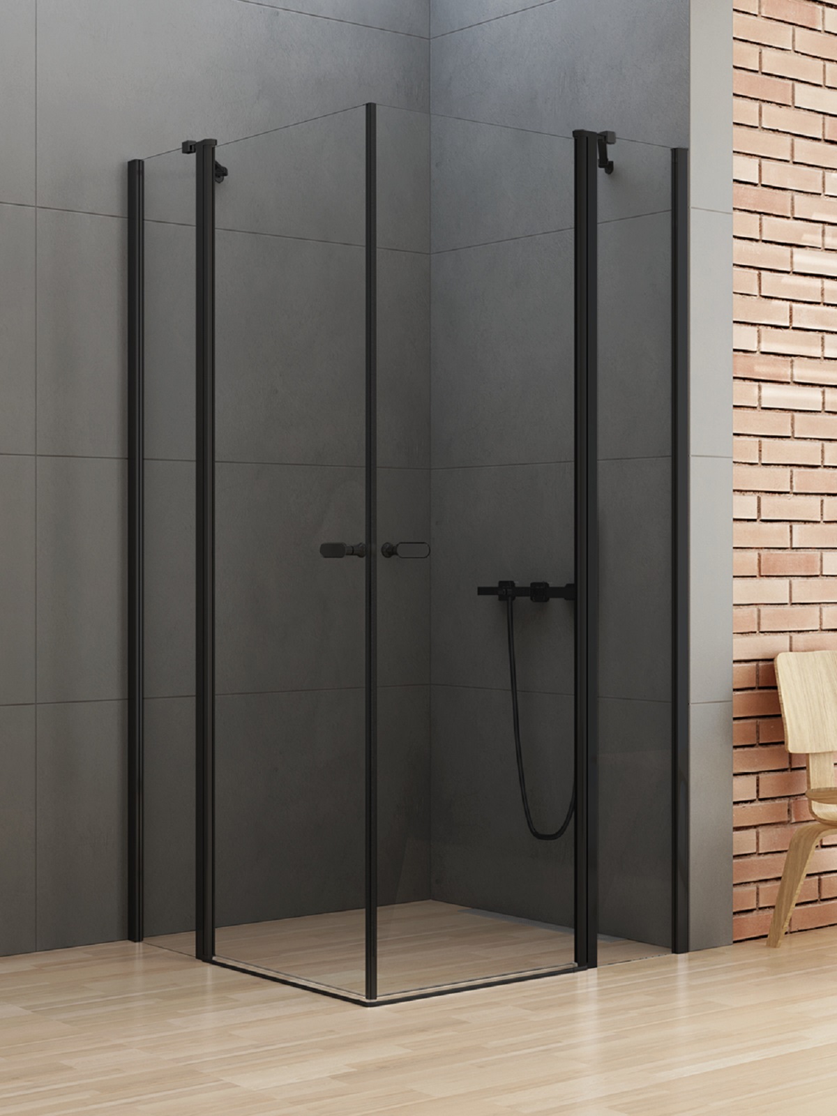 New Trendy New Soleo Black cabină de duș 110x110 cm pătrat negru mat/sticlă transparentă K-0763