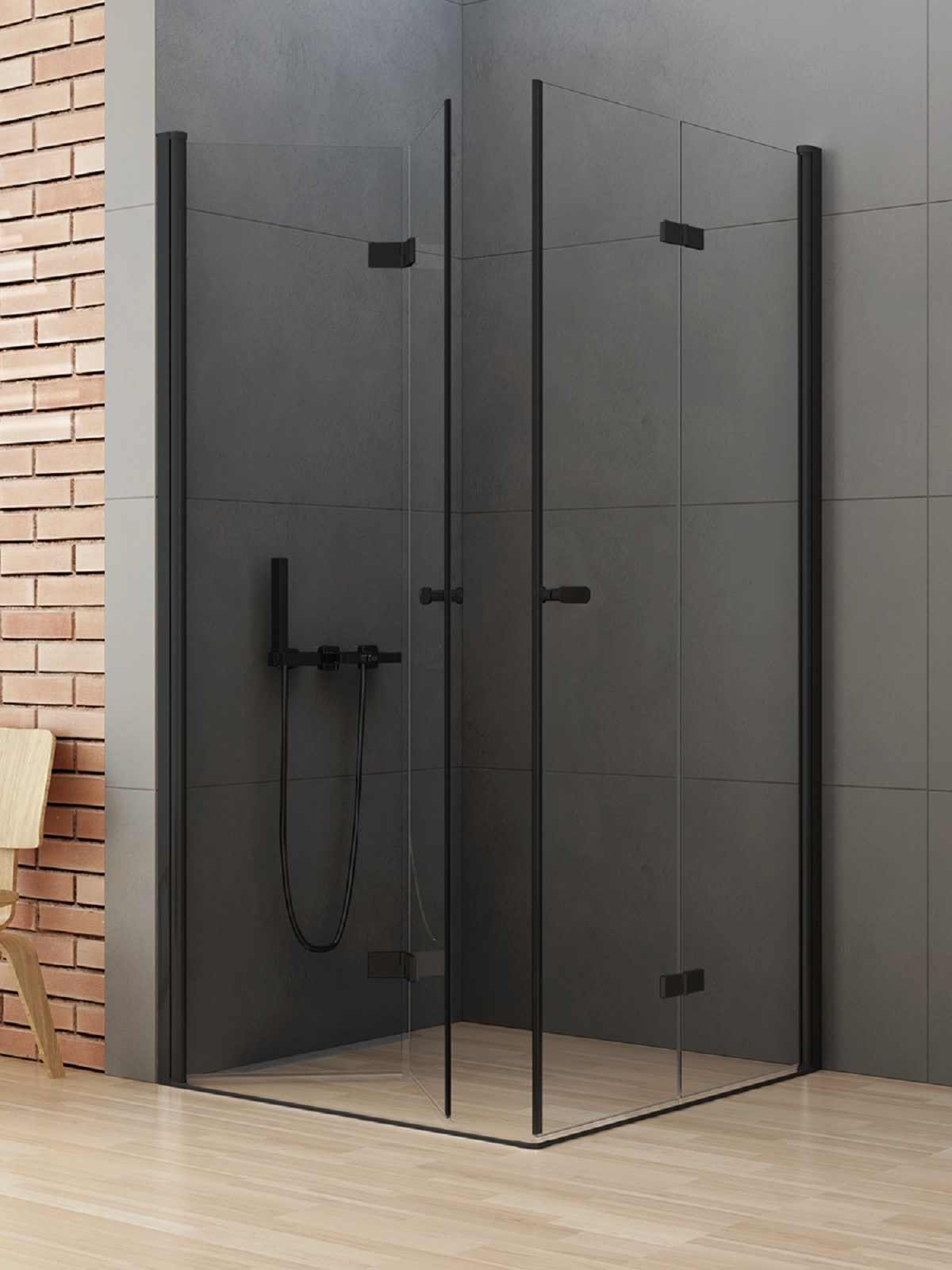 New Trendy New Soleo Black cabină de duș 100x80 cm dreptunghiular negru mat/sticlă transparentă D-0234A/D-0240A