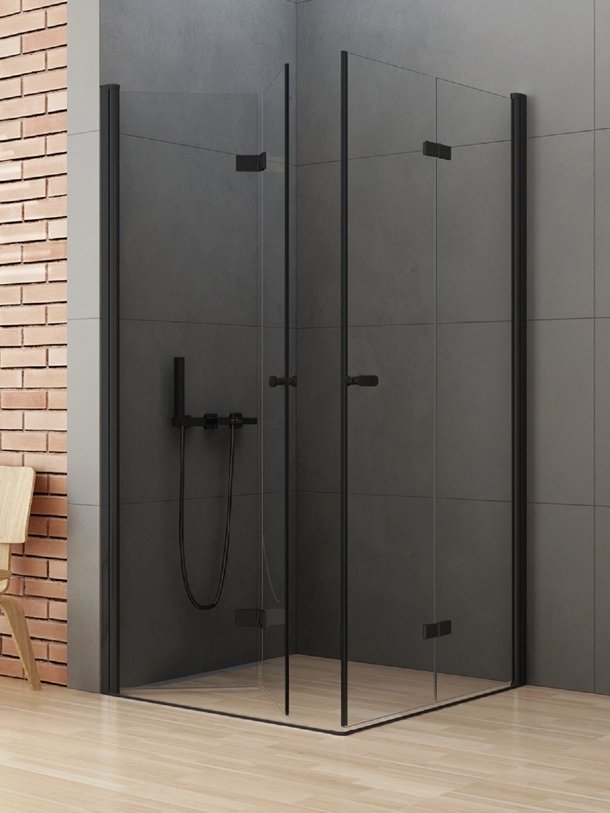 New Trendy New Soleo Black cabină de duș 90x80 cm dreptunghiular negru mat/sticlă transparentă D-0235A/D-0238A