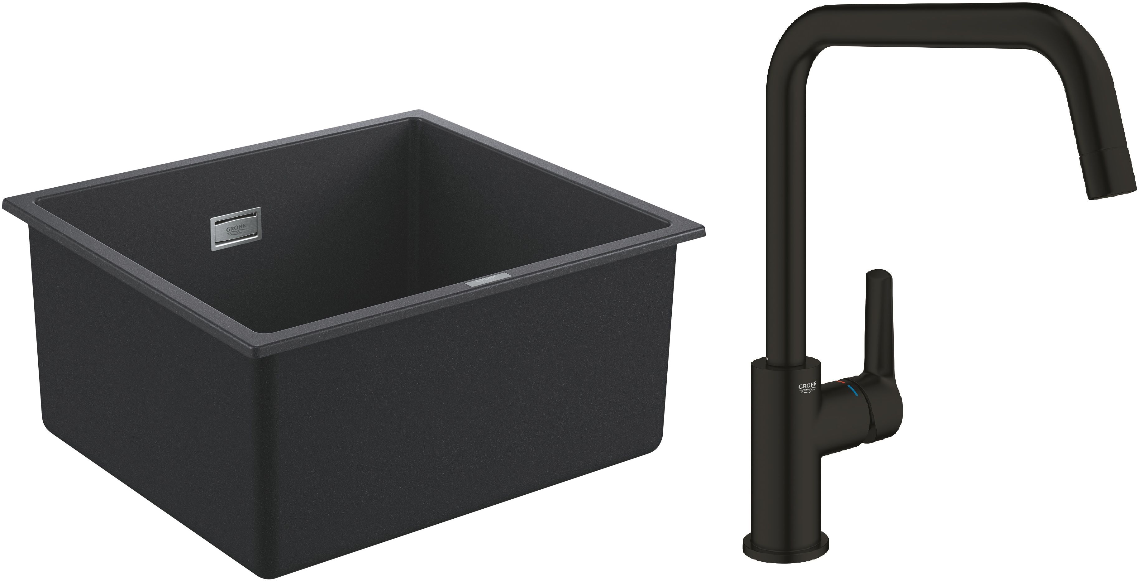 Set chiuvetă din granit Grohe K700 31653AP0, baterie bucătărie Grohe Start 304702430