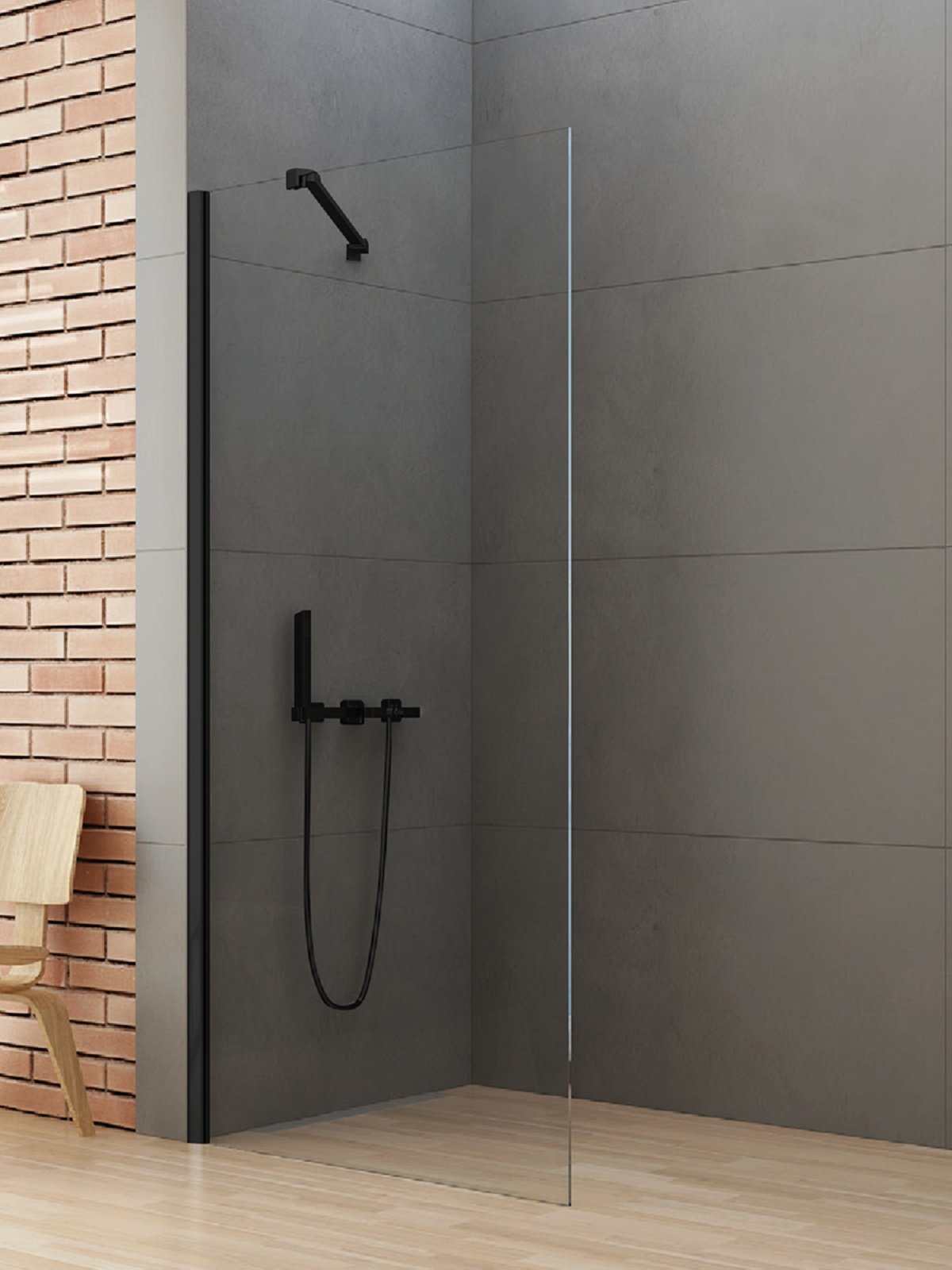 New Trendy New Soleo Black perete cabină de duș walk-in 50 cm negru mat/sticla transparentă K-0765
