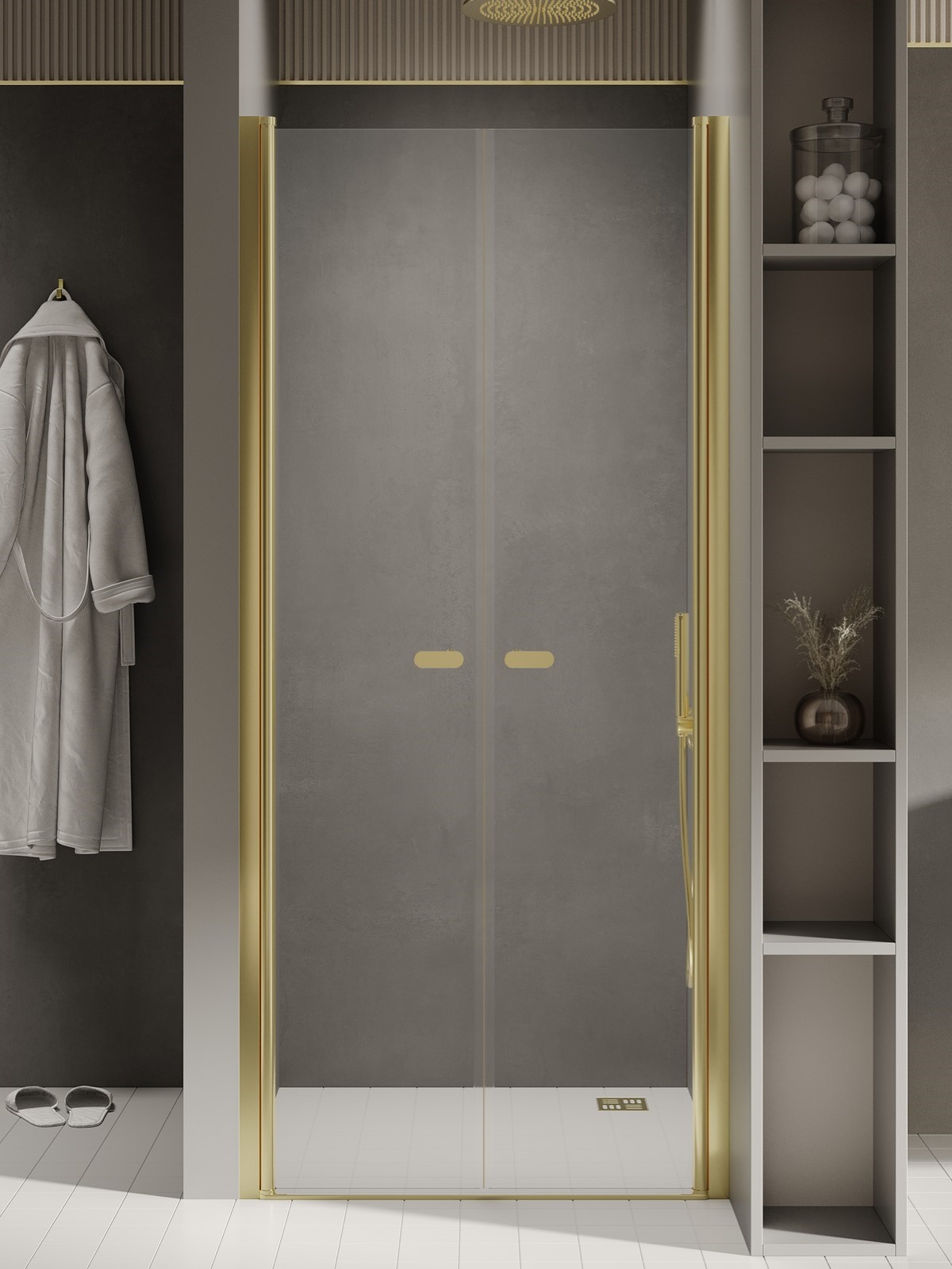 New Trendy New Soleo Light Gold uși de duș 170 cm înclinabilă auriu luciu/sticlă transparentă D-0526A