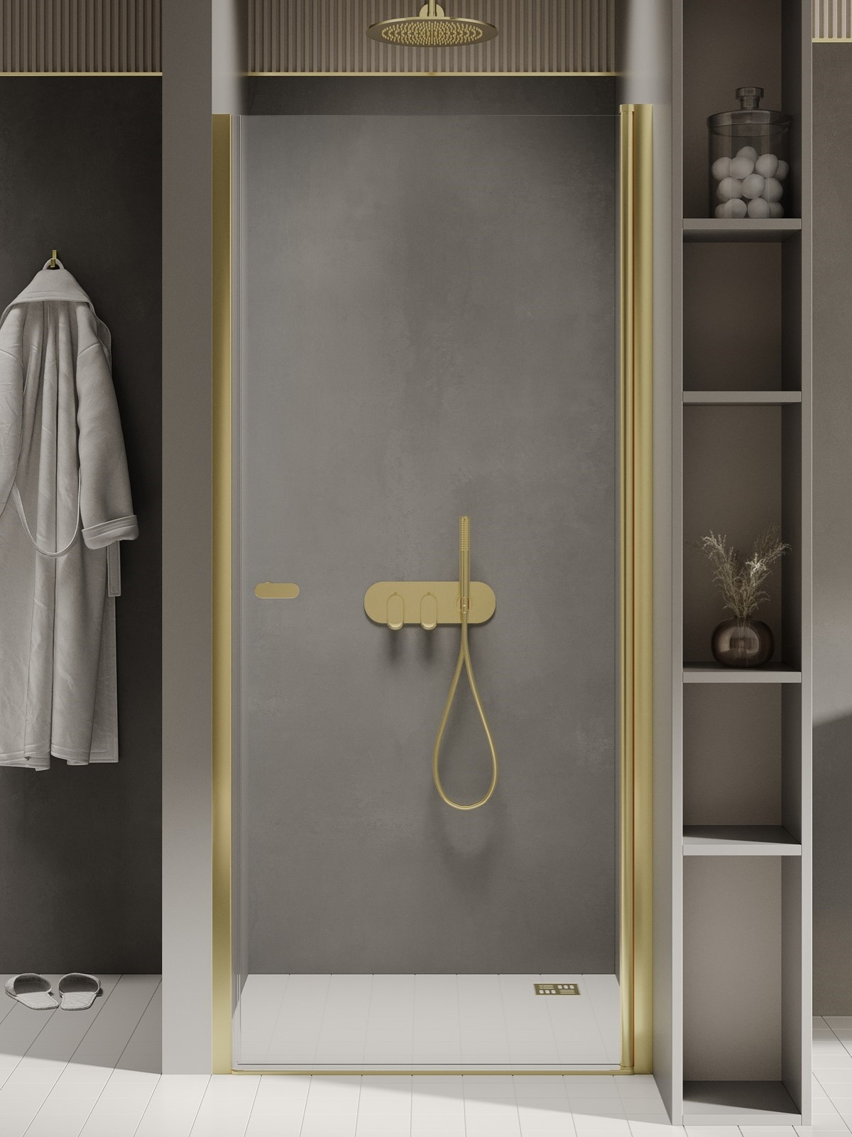 New Trendy New Soleo Light Gold uși de duș 70 cm înclinabilă auriu luciu/sticlă transparentă D-0450A