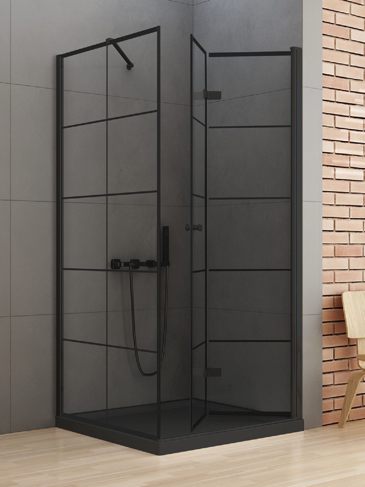 New Trendy New Soleo Black cabină de duș 90x80 cm dreptunghiular negru mat/sticlă transparentă D-0288A/D-0121B