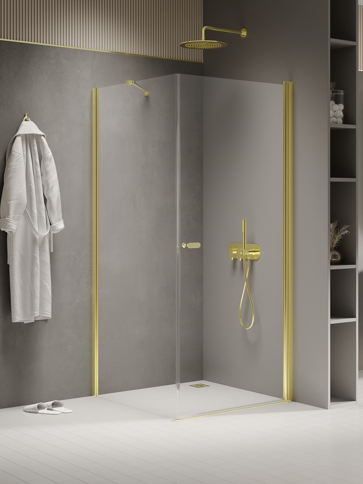 New Trendy New Soleo Light Gold cabină de duș 110x100 cm dreptunghiular auriu luciu/sticlă transparentă K-1849