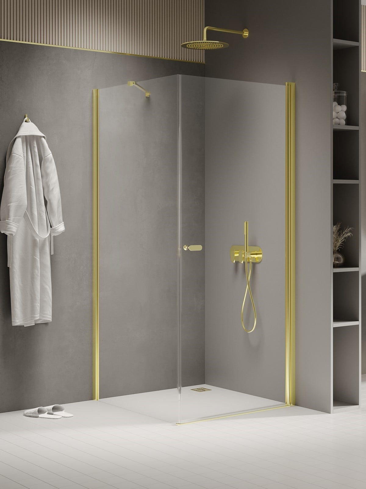 New Trendy New Soleo Light Gold cabină de duș 90x70 cm dreptunghiular auriu luciu/sticlă transparentă K-1829