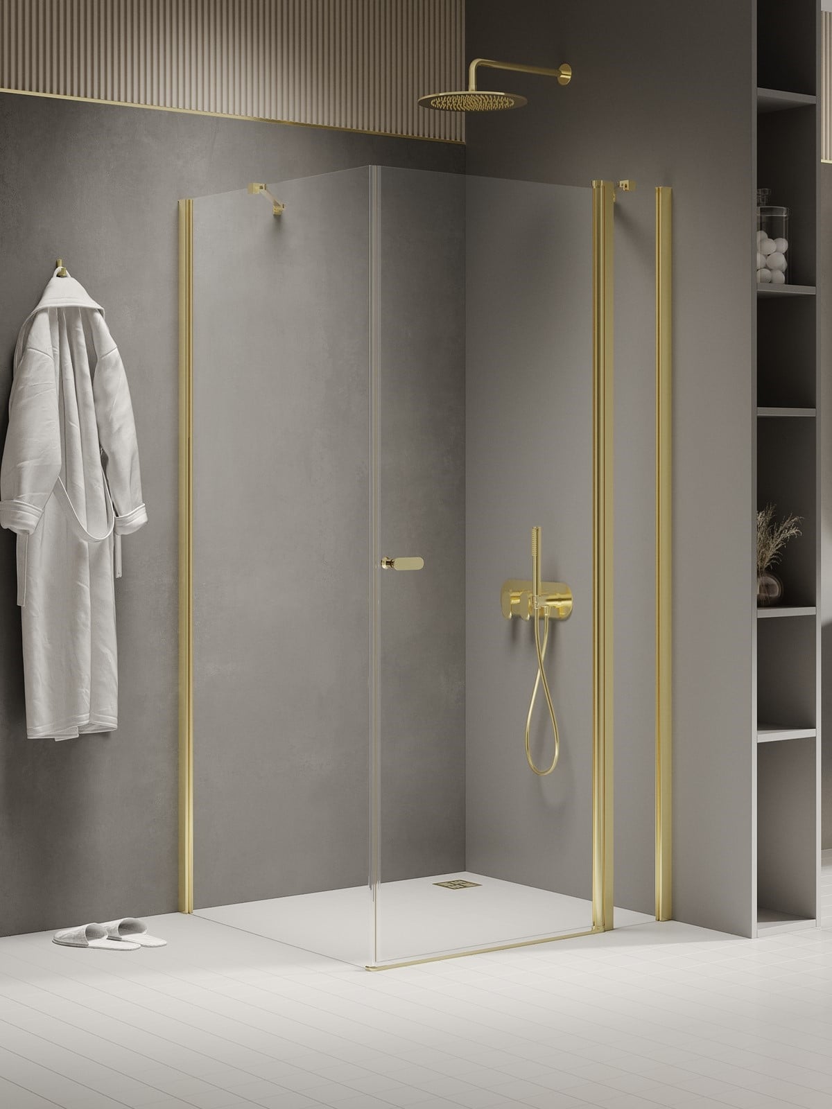 New Trendy New Soleo Light Gold cabină de duș 90x90 cm pătrat auriu luciu/sticlă transparentă K-1853