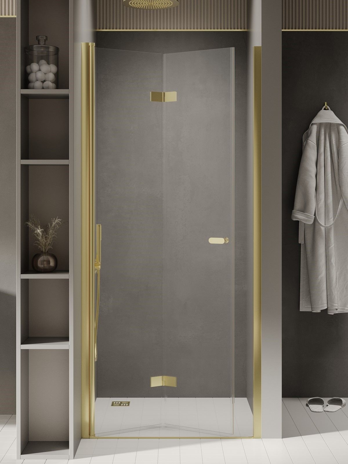 New Trendy New Soleo Light Gold uși de duș 70 cm pliantă auriu luciu/sticlă transparentă D-0460A