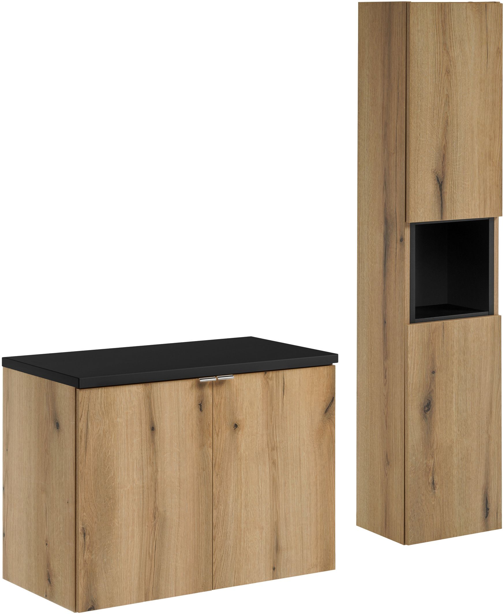 Set dulap Comad Nova Oak NOVA OAK A 82-80-2D, dulap Comad Nova Oak NOVA OAK A 80-03-2D(W80-01A), NOVA BLACK B 89-80, NOVA BLACK A 83-27-Q(W83-04D)