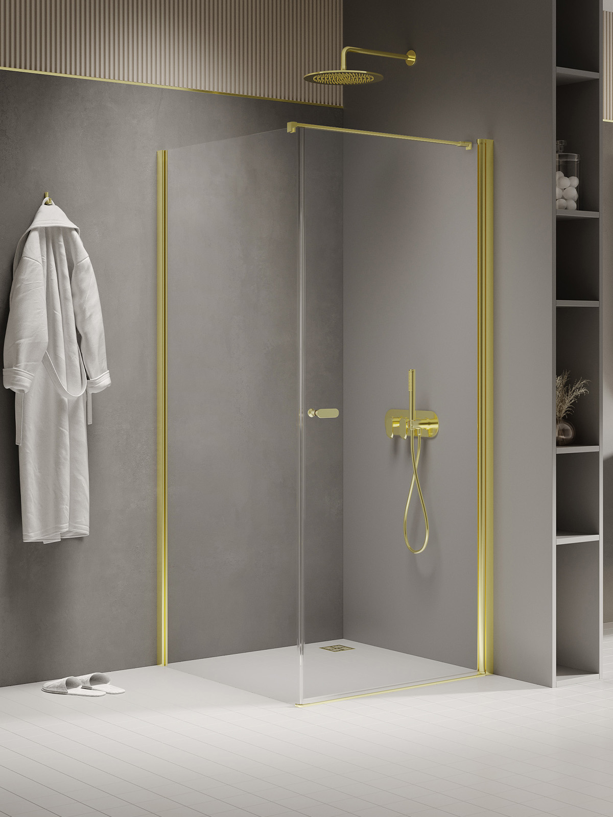 New Trendy New Soleo Light Gold cabină de duș 70x70 cm pătrat auriu luciu/sticlă transparentă K-1827-WP