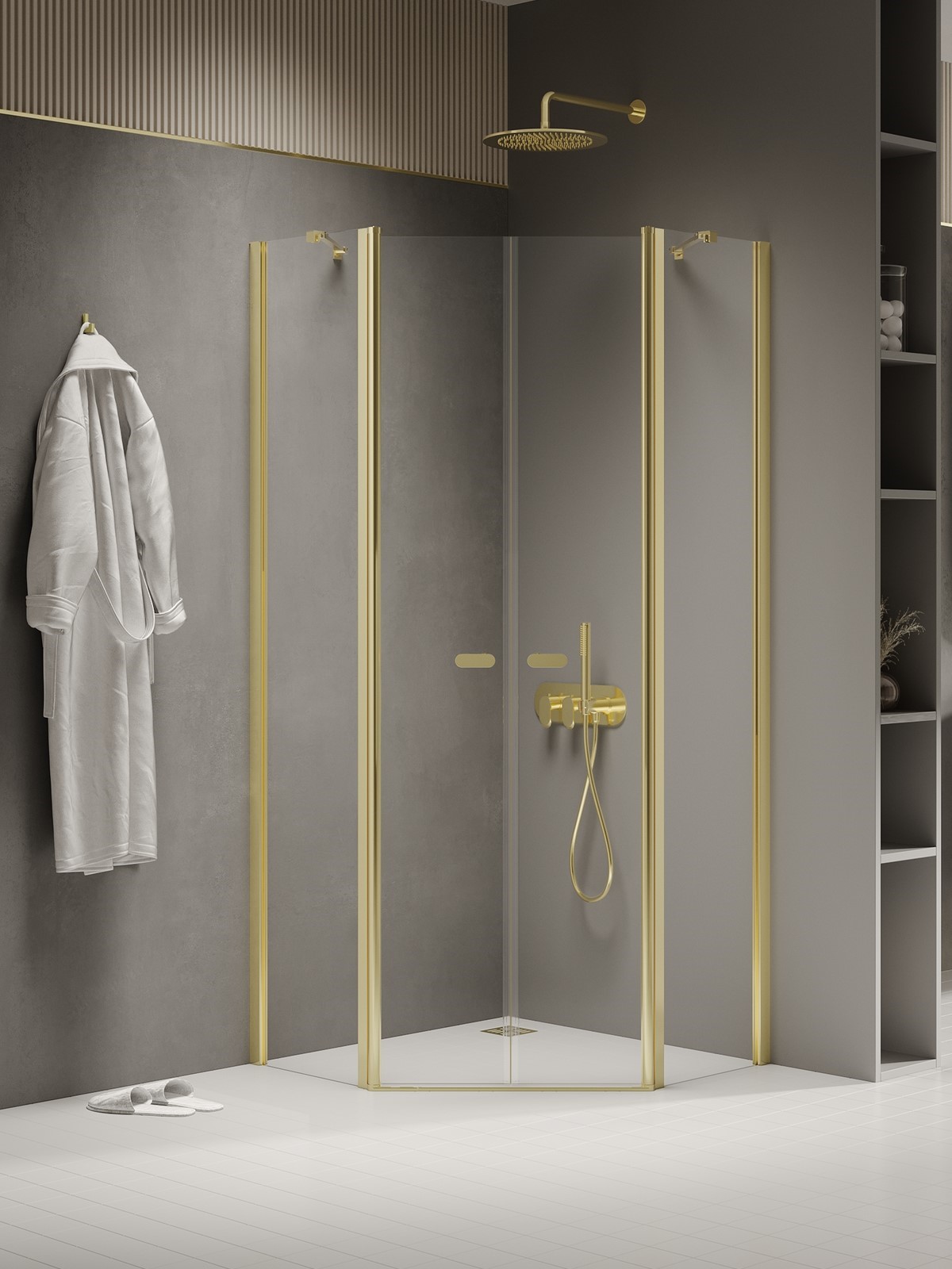 New Trendy New Soleo Light Gold cabină de duș 90x90 cm auriu luciu/sticlă transparentă K-1668
