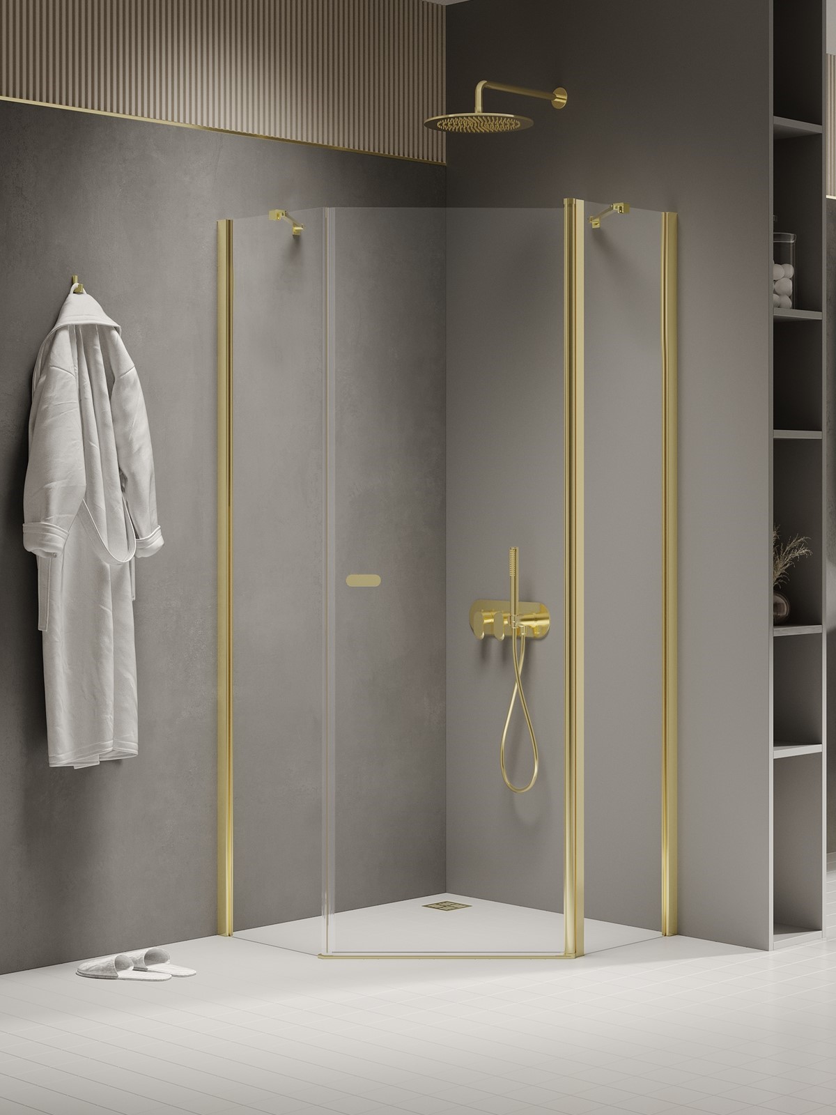 New Trendy New Soleo Light Gold cabină de duș 80x80 cm auriu luciu/sticlă transparentă K-1663