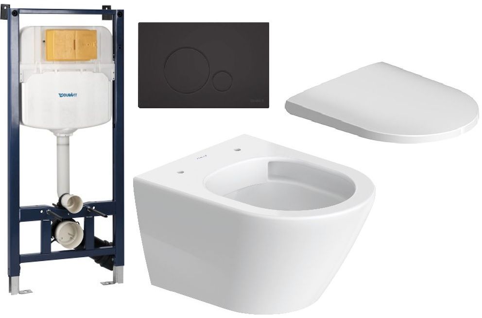 Set vas WC Duravit D-Neo 25880900001, cadru încastrat Duravit DuraSystem WD1029000000, 0021690000, WD5010031000