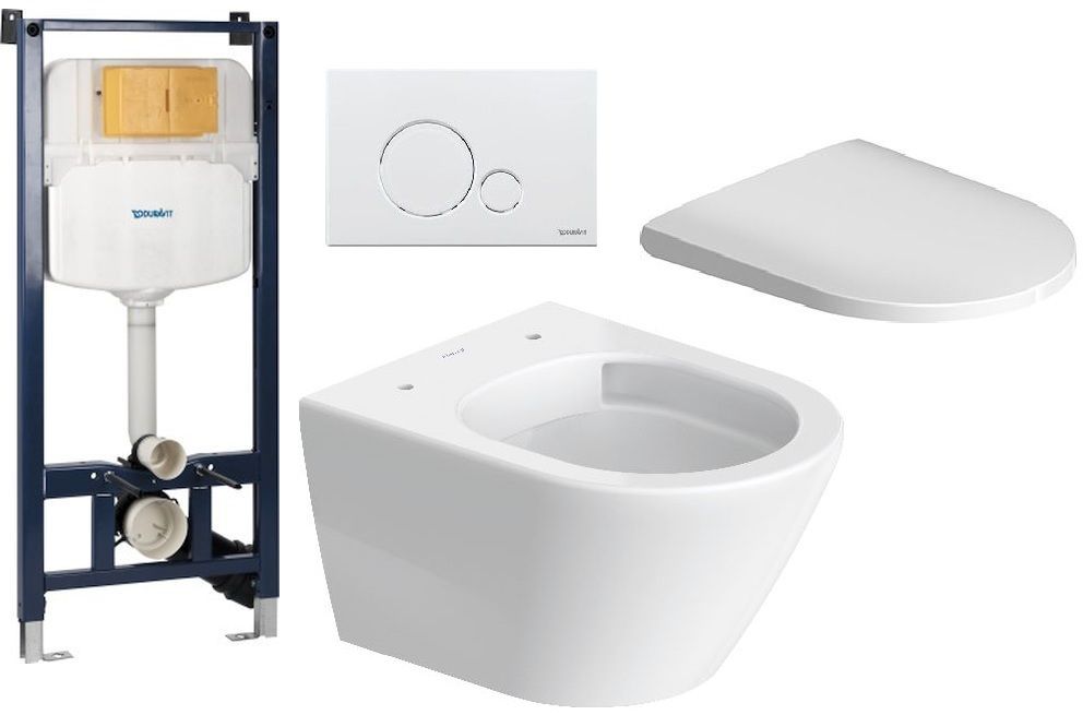 Set vas WC Duravit D-Neo 25880900001, cadru încastrat Duravit DuraSystem WD1029000000, 0021690000, WD5010011000