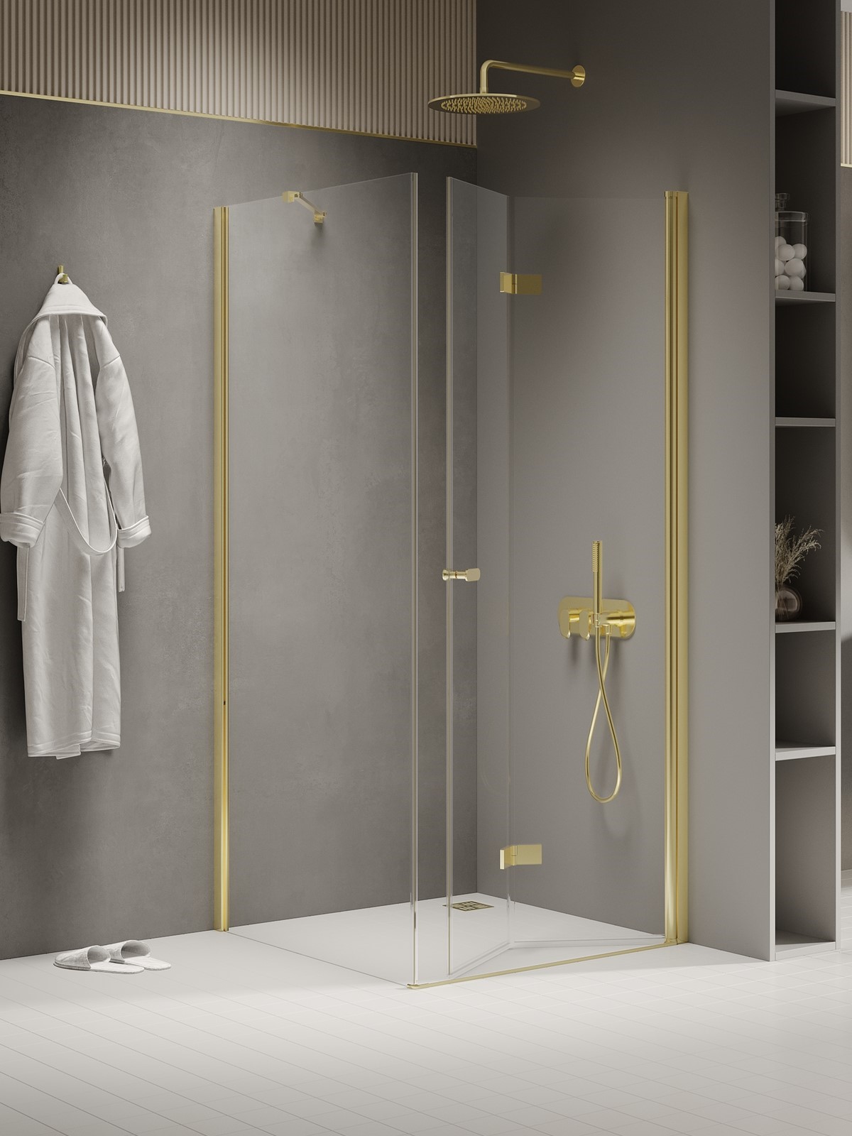 New Trendy New Soleo Light Gold cabină de duș 110x90 cm dreptunghiular auriu luciu/sticlă transparentă K-1935