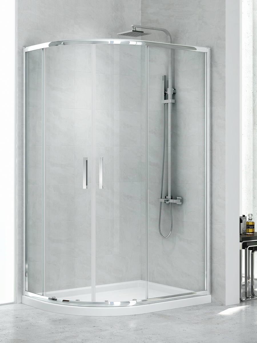 New Trendy Maxima cabină de duș 100x80 cm semicircular crom luciu/sticlă transparentă K-0577