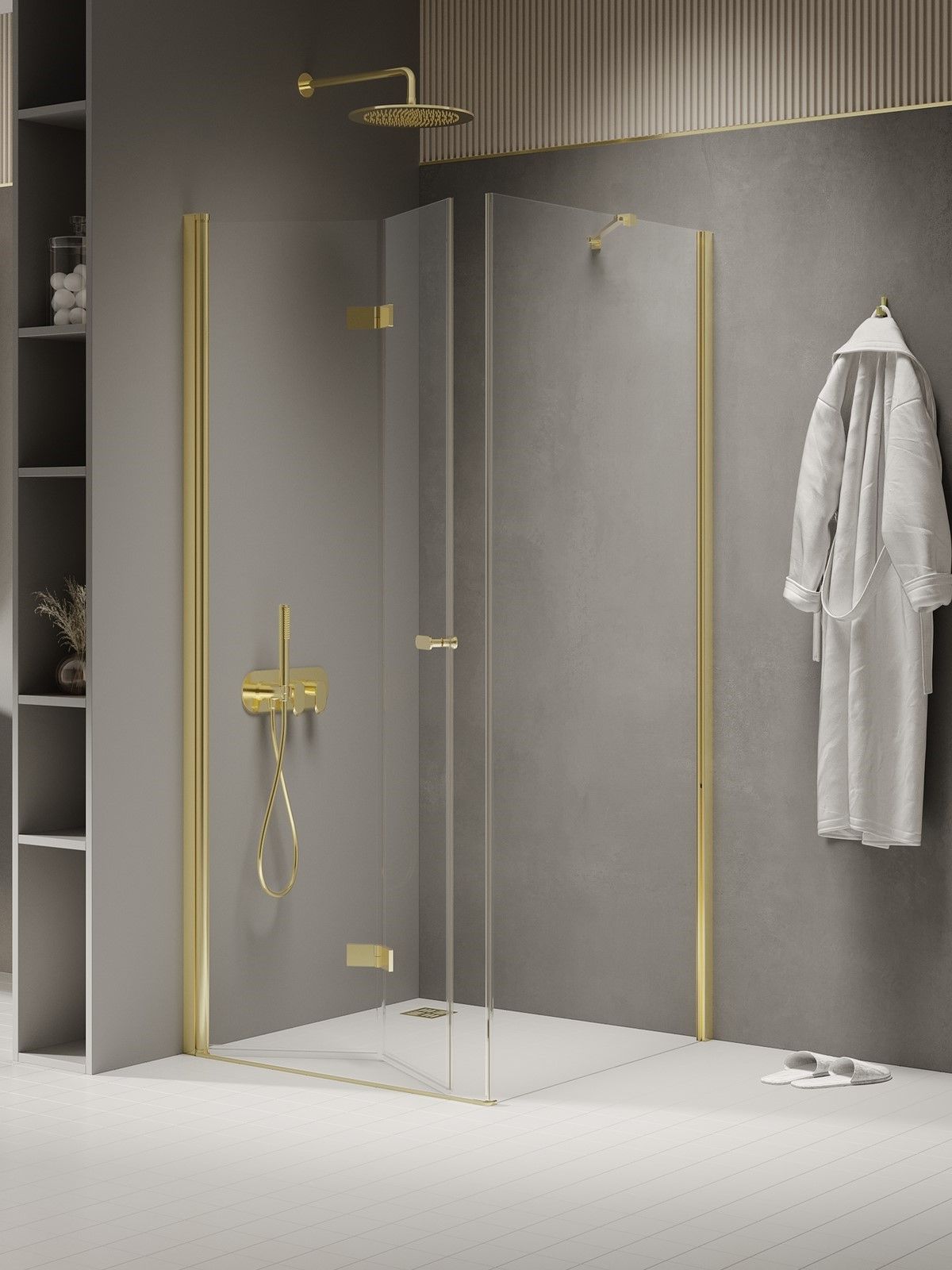 New Trendy New Soleo Light Gold cabină de duș 120x100 cm dreptunghiular auriu luciu/sticlă transparentă K-1918