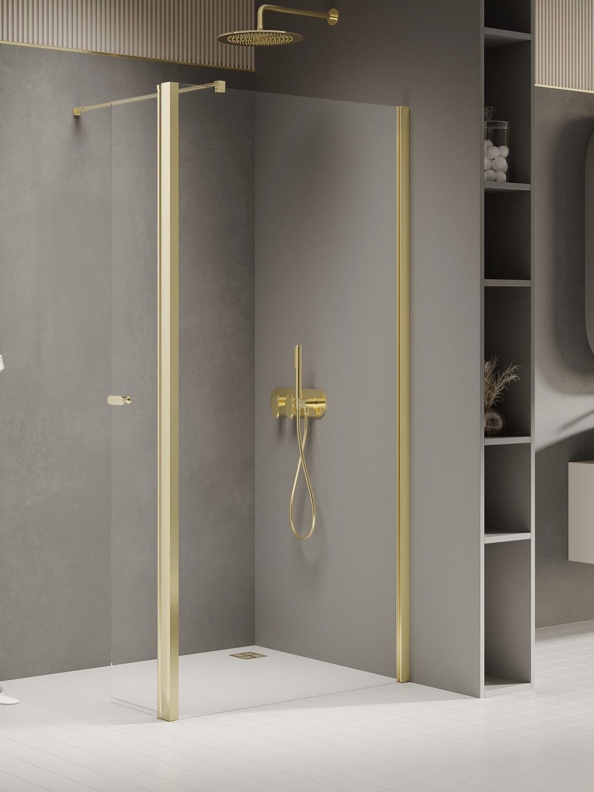 New Trendy New Soleo Light Gold perete cabină de duș walk-in 90 cm auriu luciu/sticla transparentă K-1968