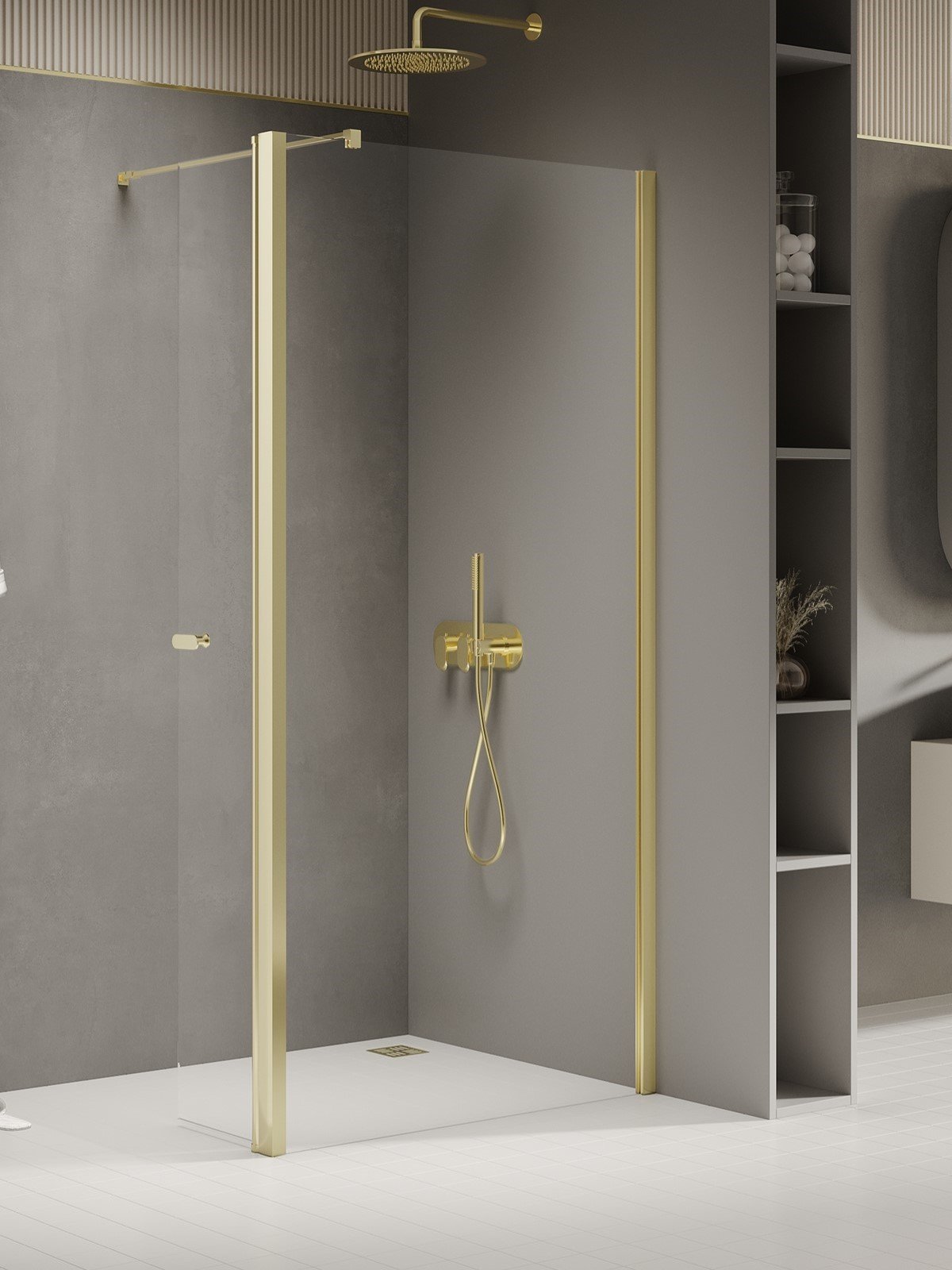 New Trendy New Soleo Light Gold perete cabină de duș walk-in 70 cm auriu luciu/sticla transparentă K-1963