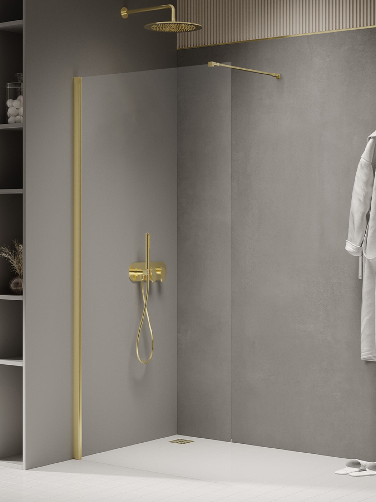 New Trendy New Soleo Light Gold perete cabină de duș walk-in 70 cm auriu luciu/sticla transparentă K-2093-WP