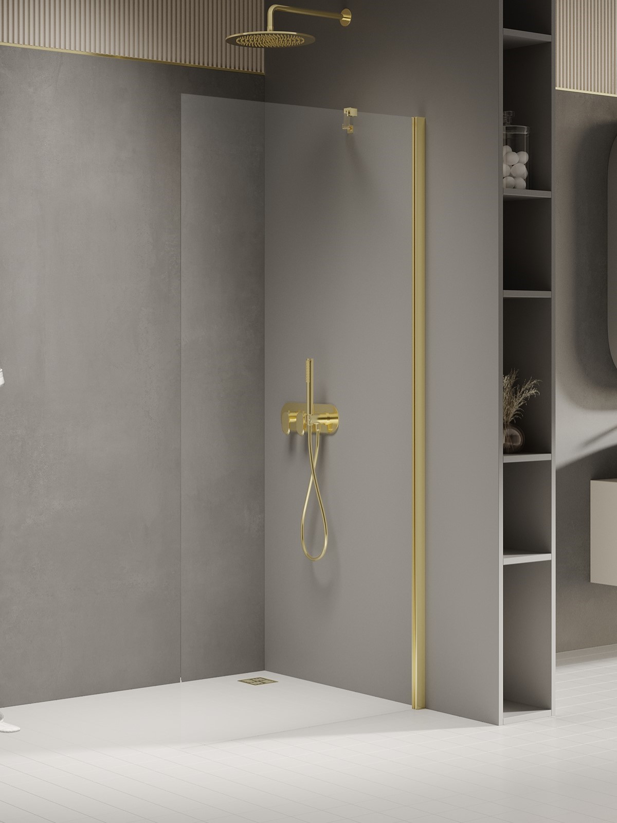 New Trendy New Soleo Light Gold perete cabină de duș walk-in 50 cm auriu luciu/sticla transparentă K-2091