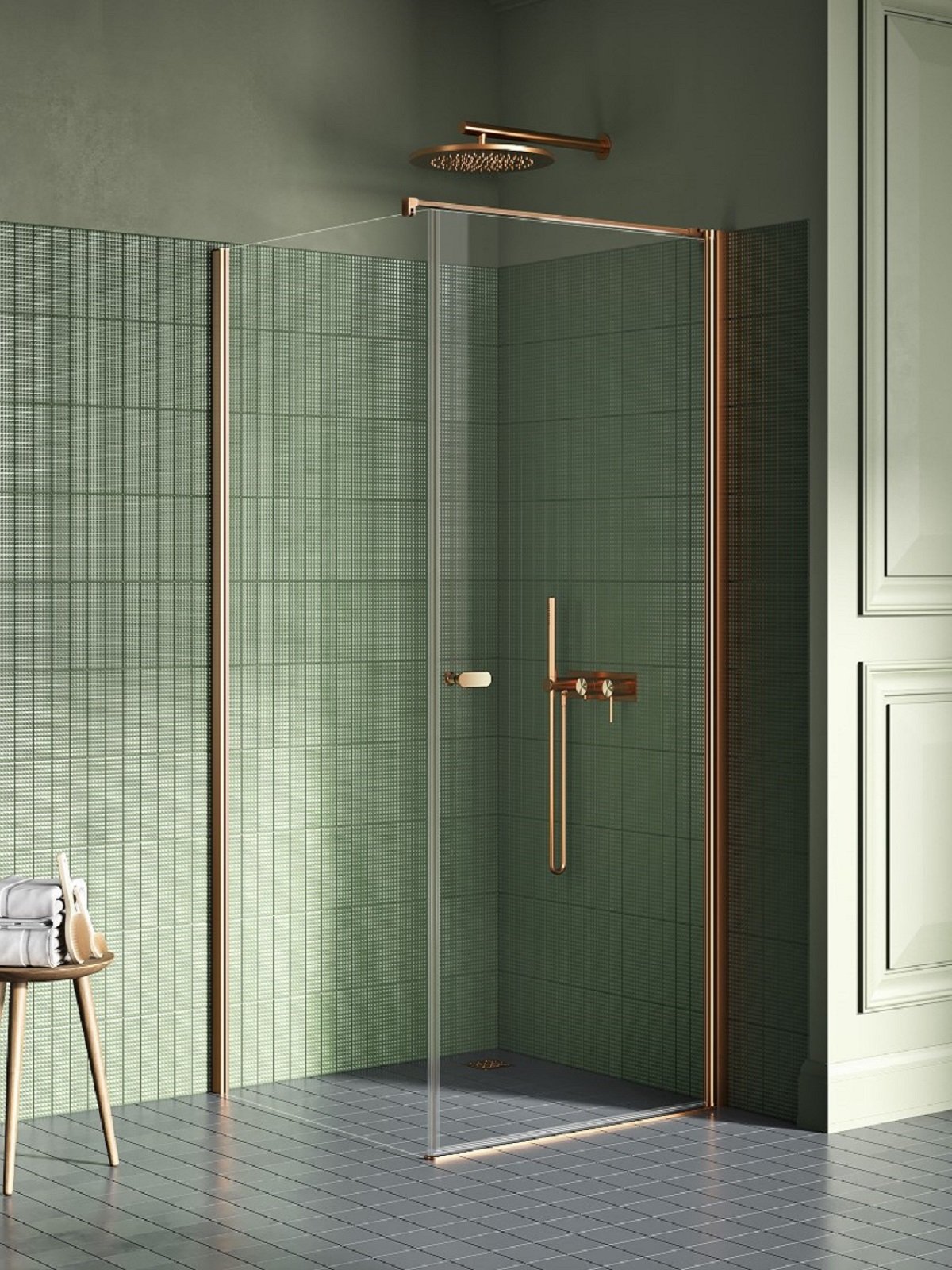 New Trendy New Soleo Copper Brushed cabină de duș 70x70 cm pătrat cupru periat/sticlă transparentă K-2281-WP
