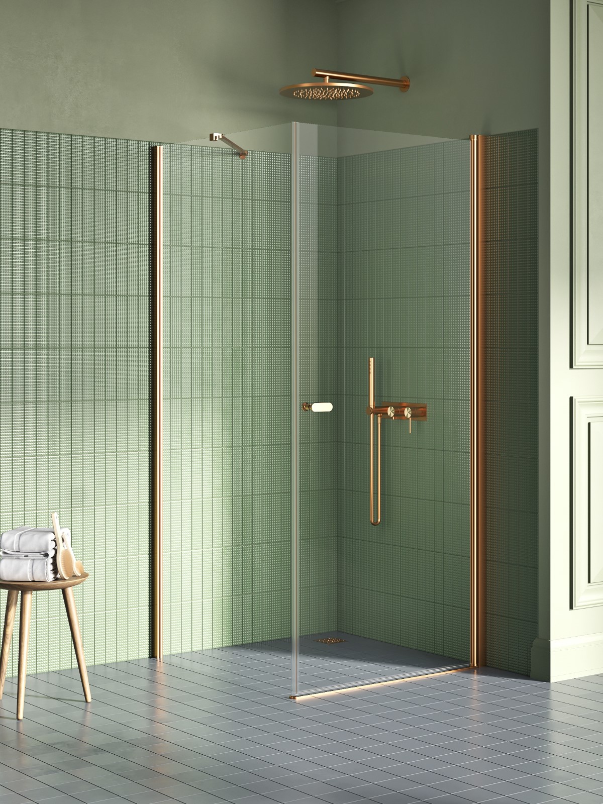 New Trendy New Soleo Copper Brushed cabină de duș 80x70 cm dreptunghiular cupru periat/sticlă transparentă K-2282
