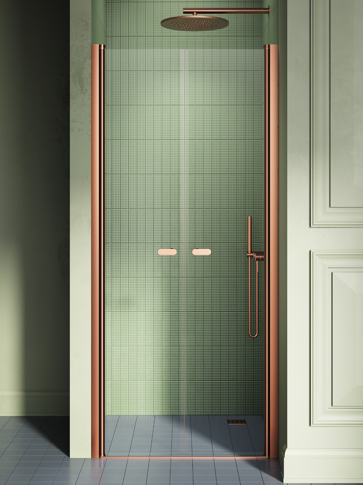 New Trendy New Soleo Copper Brushed uși de duș 100 cm înclinabilă cupru periat/sticlă transparentă D-0496A
