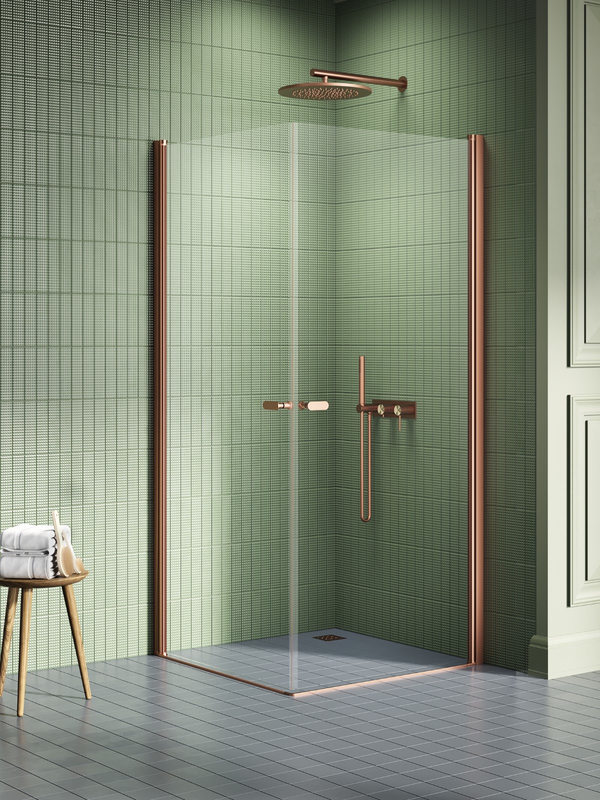 New Trendy New Soleo Copper Brushed cabină de duș 90x70 cm dreptunghiular cupru periat/sticlă transparentă K-2009