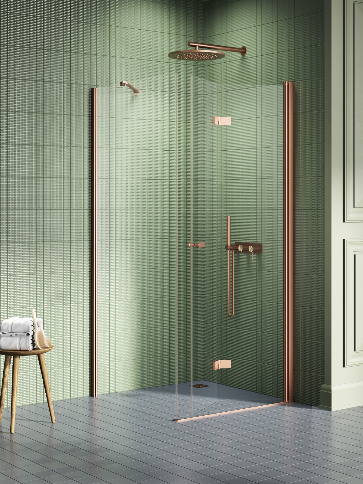 New Trendy New Soleo Copper Brushed cabină de duș 120x90 cm dreptunghiular cupru periat/sticlă transparentă K-2068