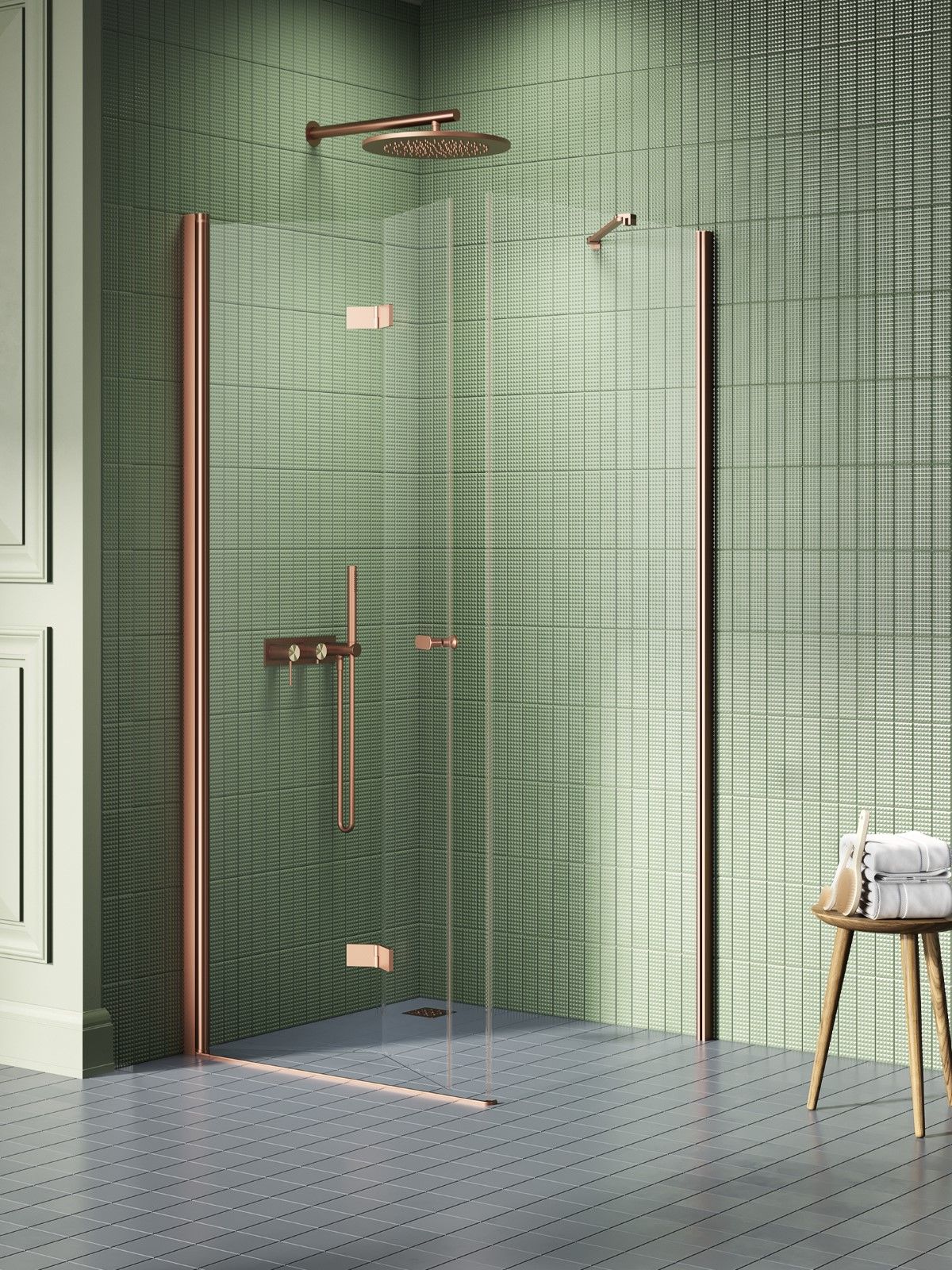New Trendy New Soleo Copper Brushed cabină de duș 110x90 cm dreptunghiular cupru periat/sticlă transparentă K-2043