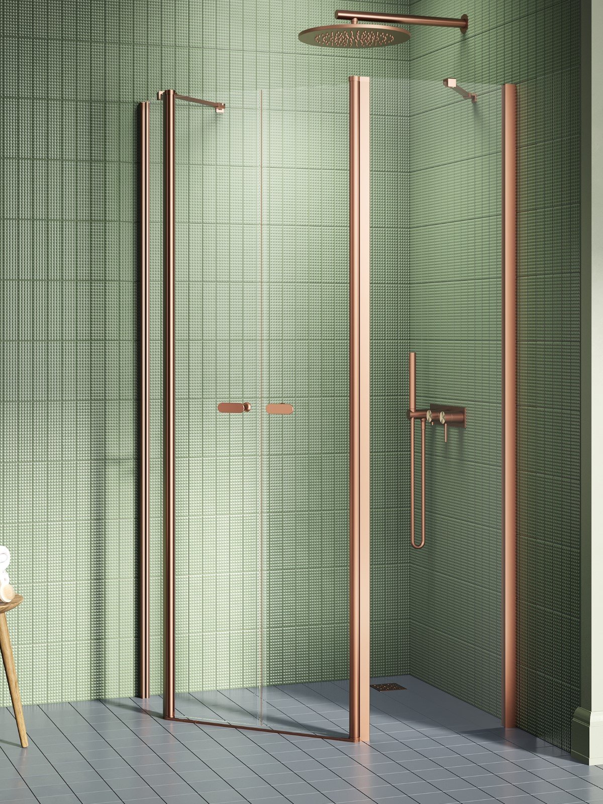 New Trendy New Soleo Copper Brushed cabină de duș 100x80 cm cupru periat/sticlă transparentă K-1706
