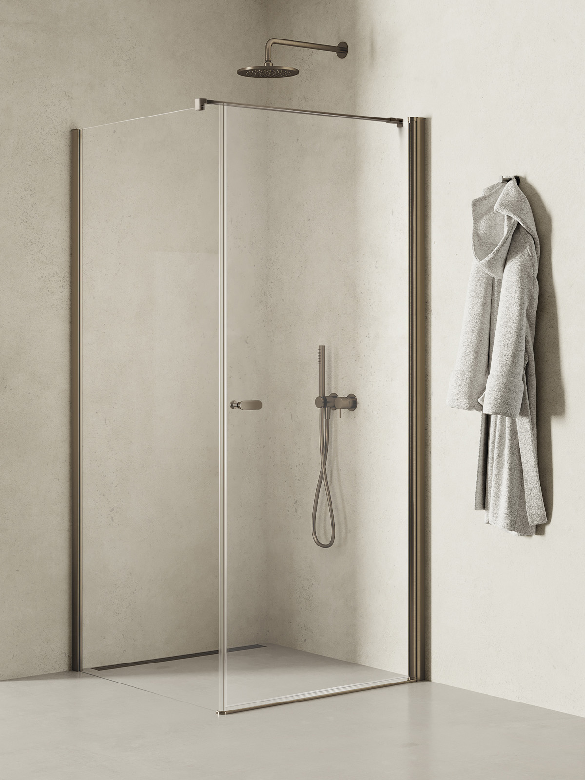 New Trendy New Soleo Gunmetal Brushed cabină de duș 100x100 cm pătrat grafit periat/sticlă transparentă K-2146-WP