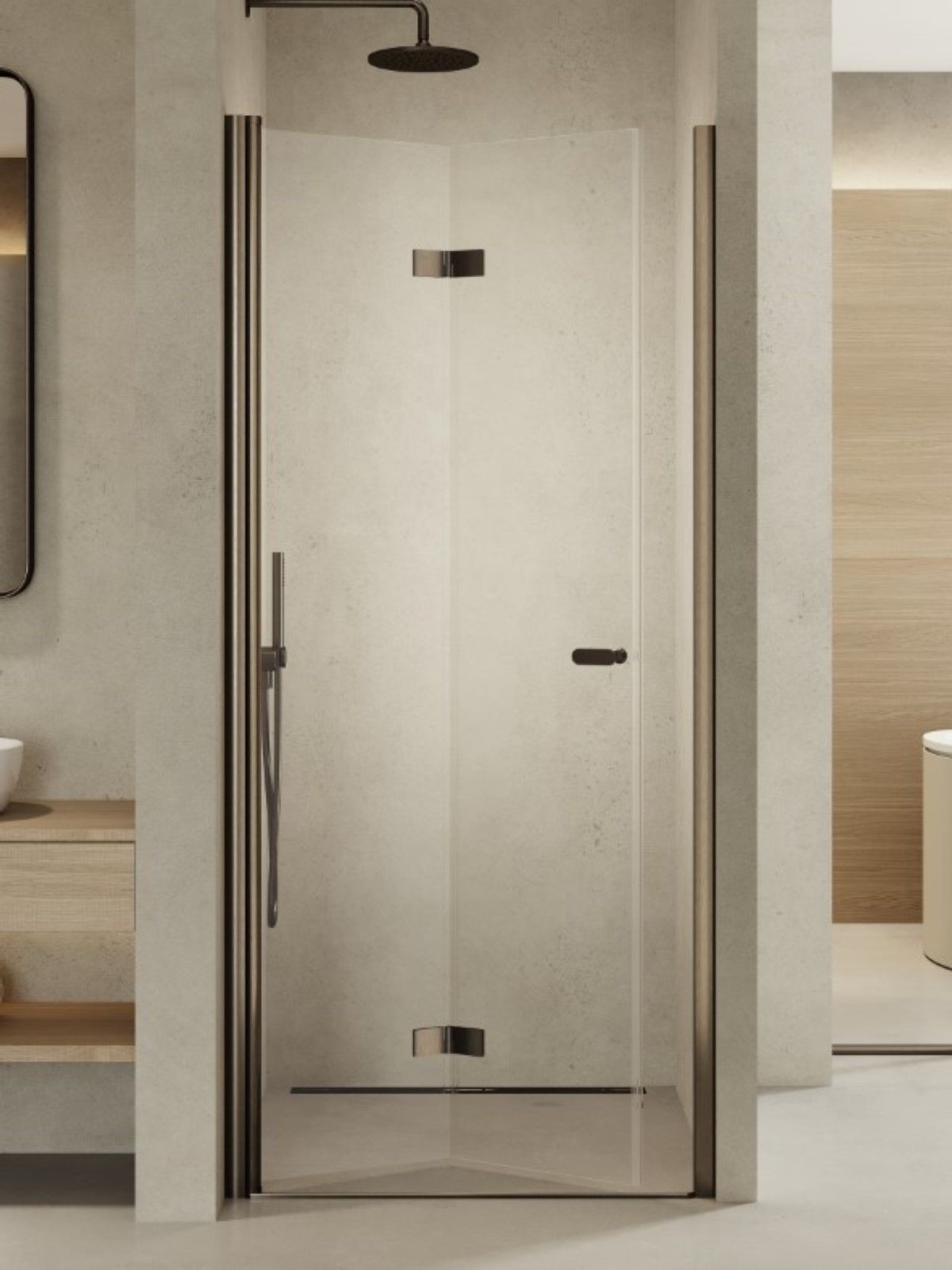 New Trendy New Soleo Gunmetal Brushed uși de duș 90 cm pliantă grafit periat/sticlă transparentă D-0542A