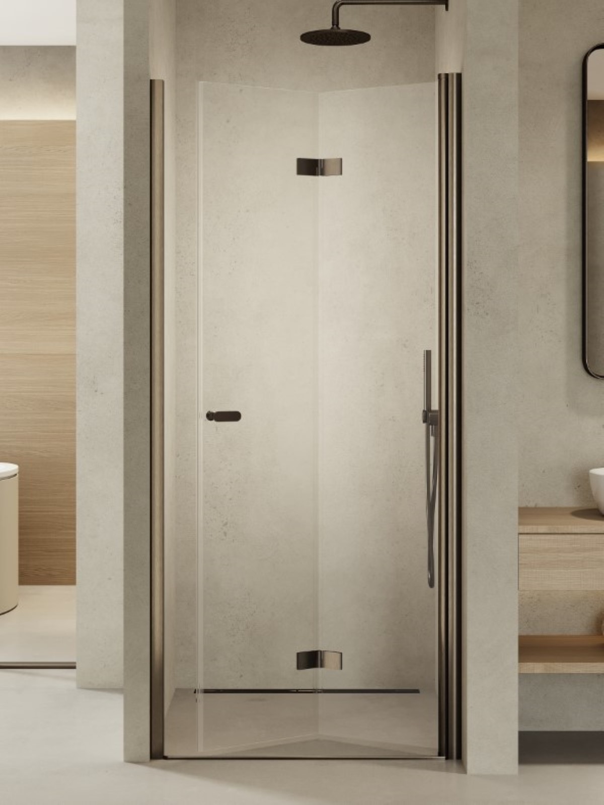 New Trendy New Soleo Gunmetal Brushed uși de duș 80 cm pliantă grafit periat/sticlă transparentă D-0541A